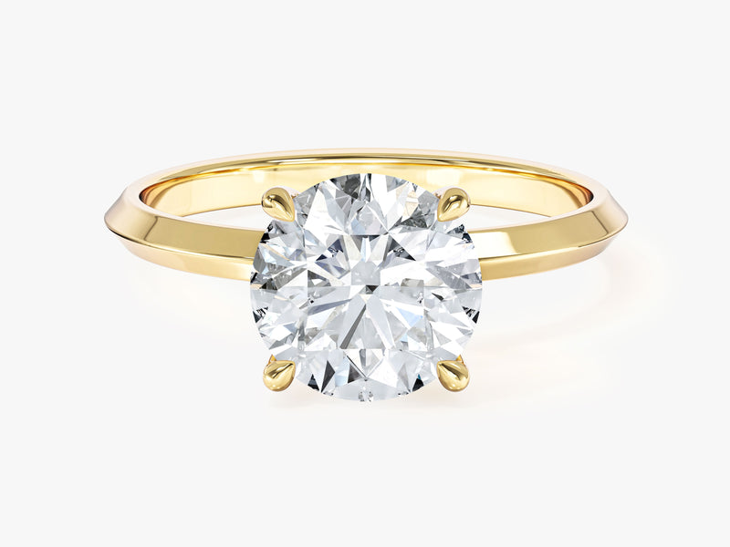 Knife Edge Round Lab Grown Diamond Engagement Ring (2.00 CT)