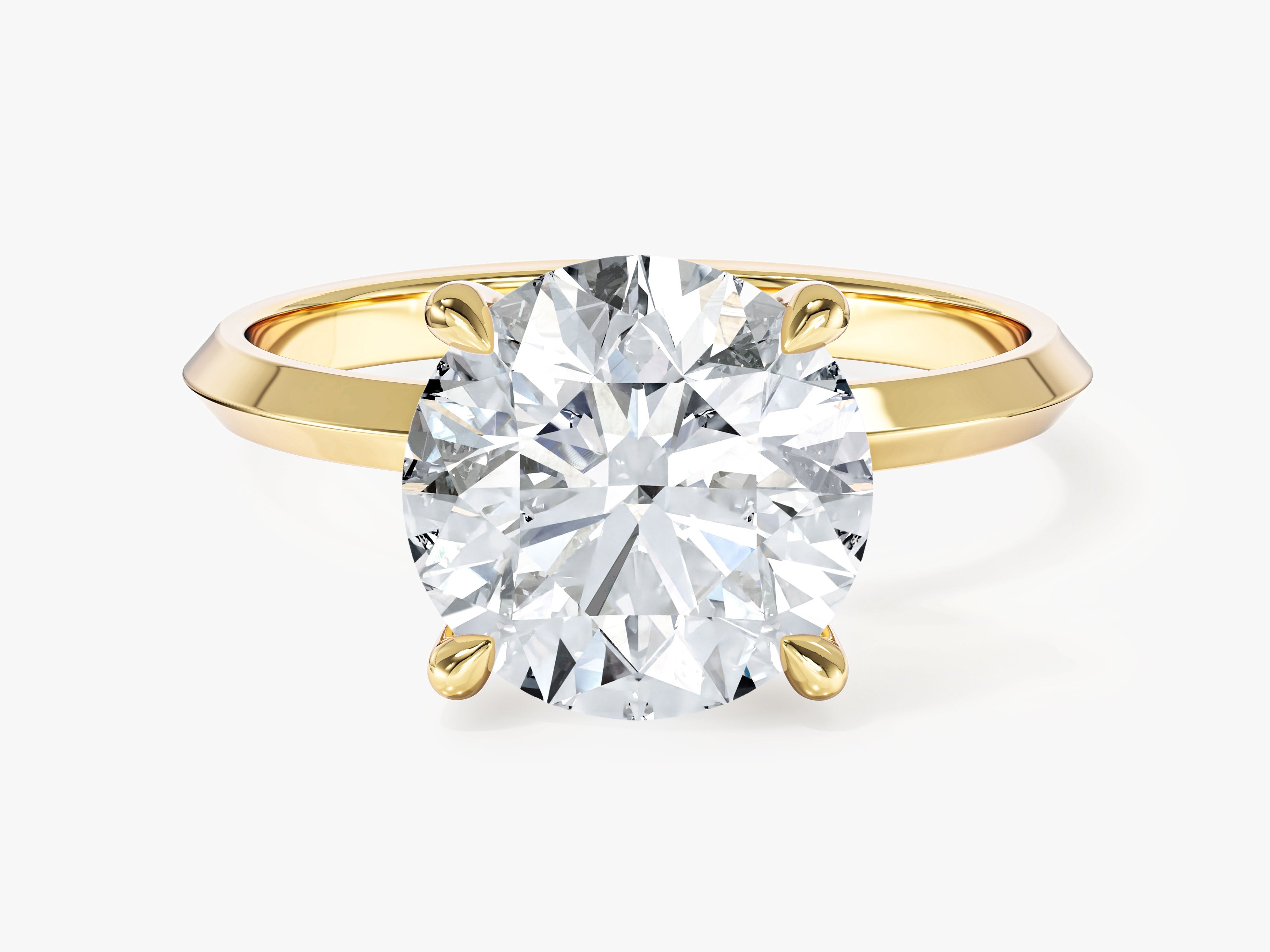 Knife Edge Round Lab Grown Diamond Engagement Ring (3.00 CT)