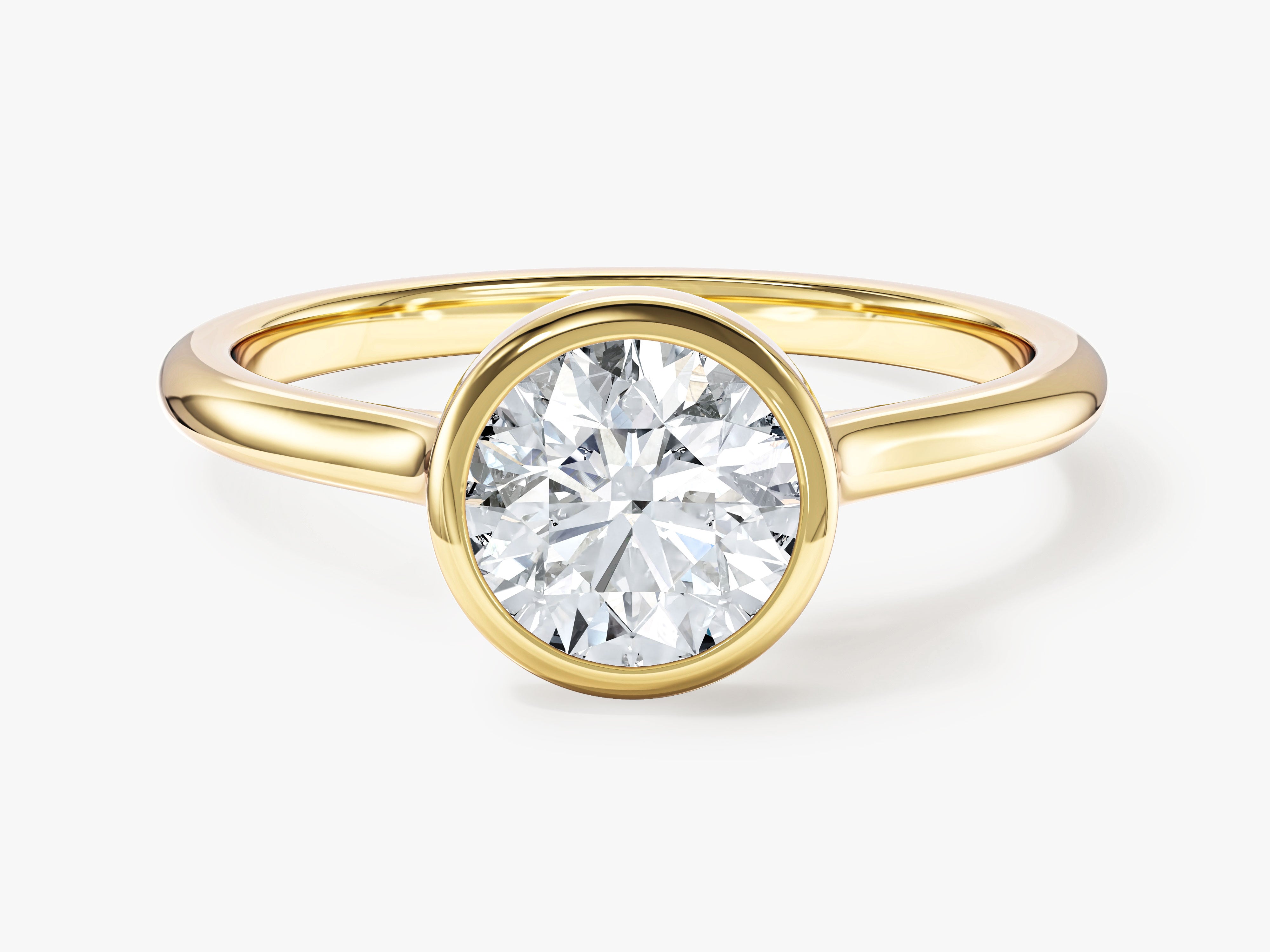 Round Bezel Solitaire Moissanite Engagement Ring (1.00 CT)