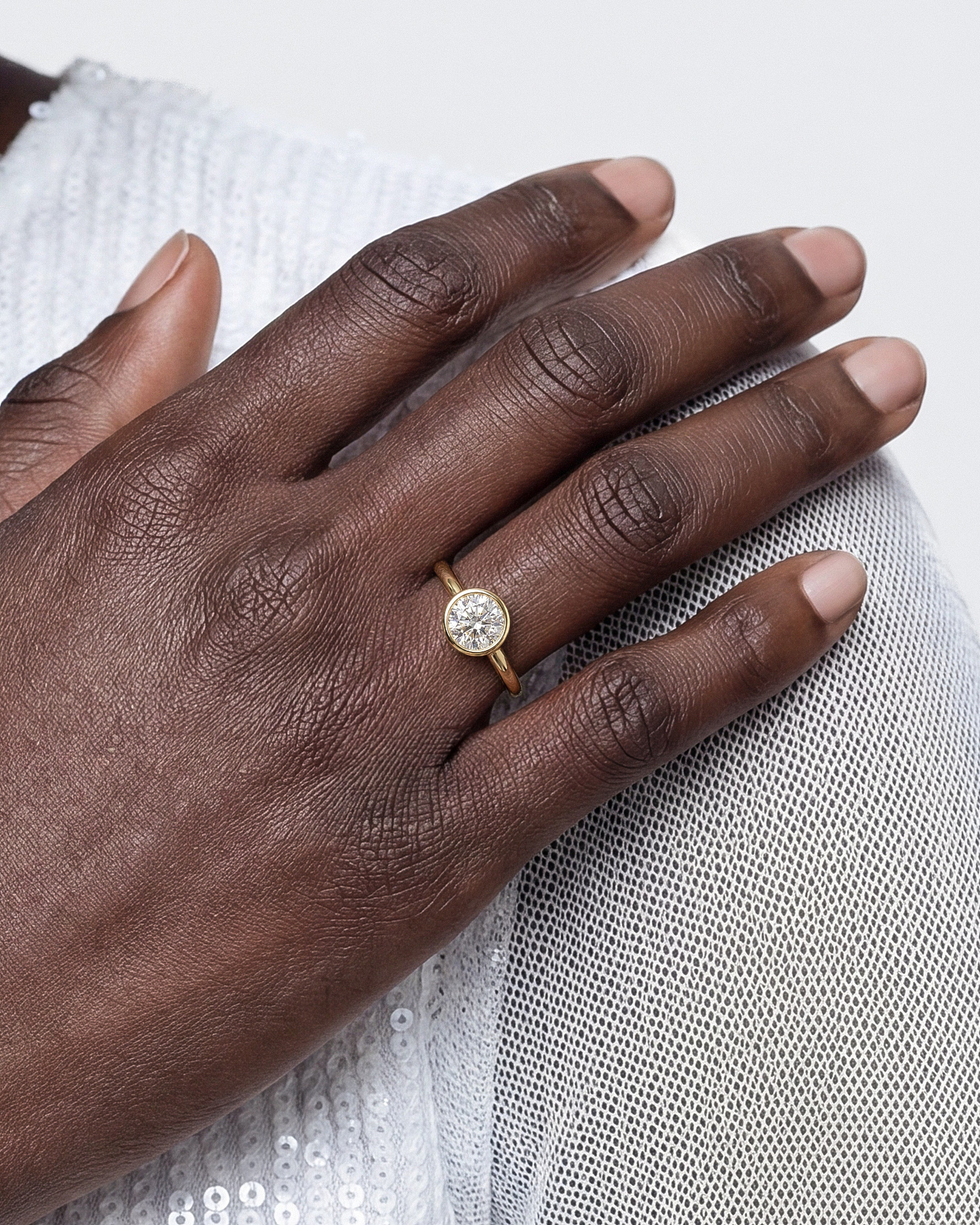 Round Bezel Solitaire Moissanite Engagement Ring (1.00 CT)