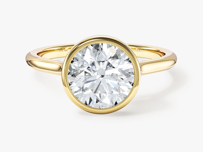 Round Bezel Solitaire Moissanite Engagement Ring (2.00 CT)