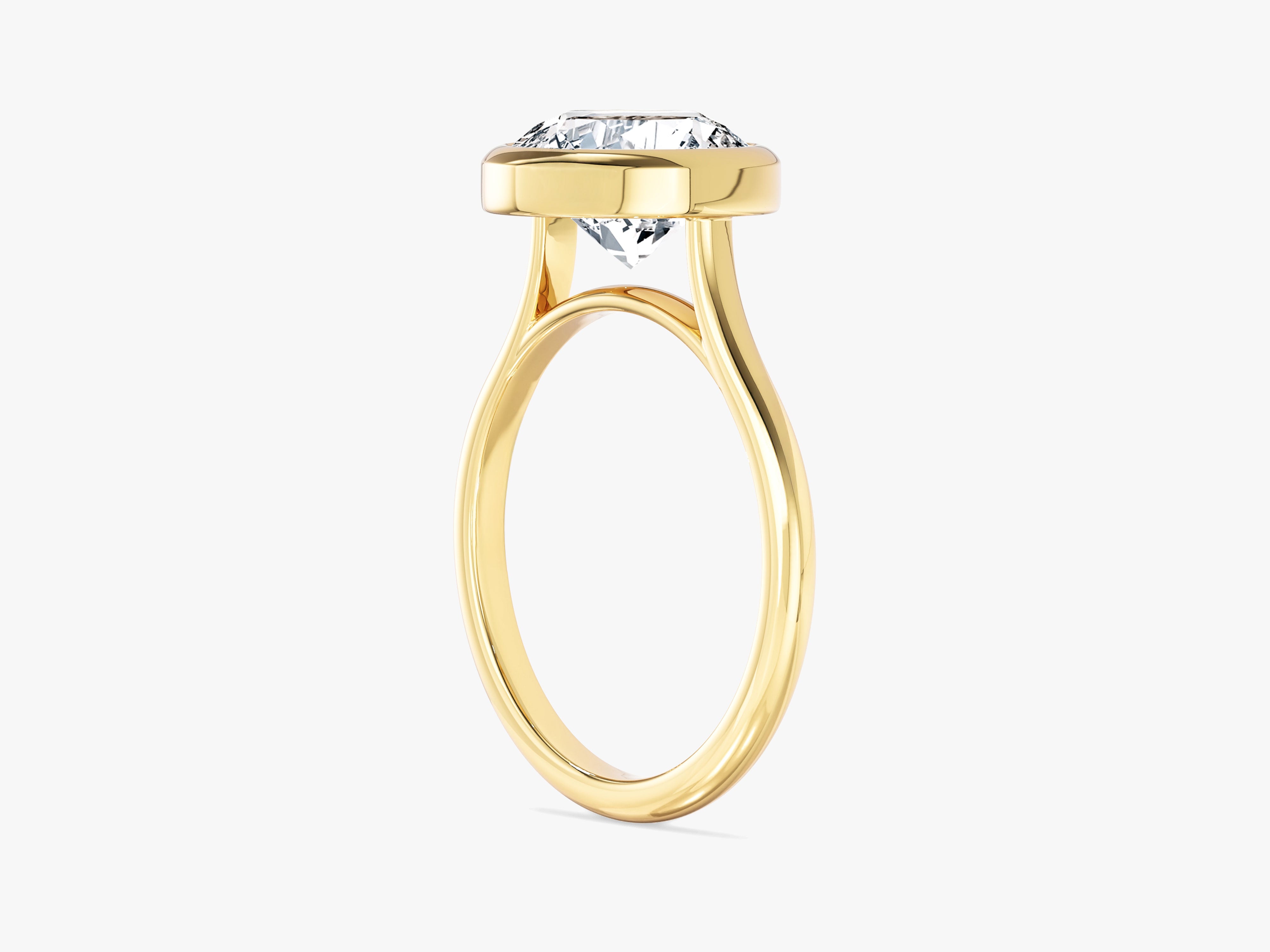 Round Bezel Solitaire Lab Grown Diamond Engagement Ring (3.00 CT)