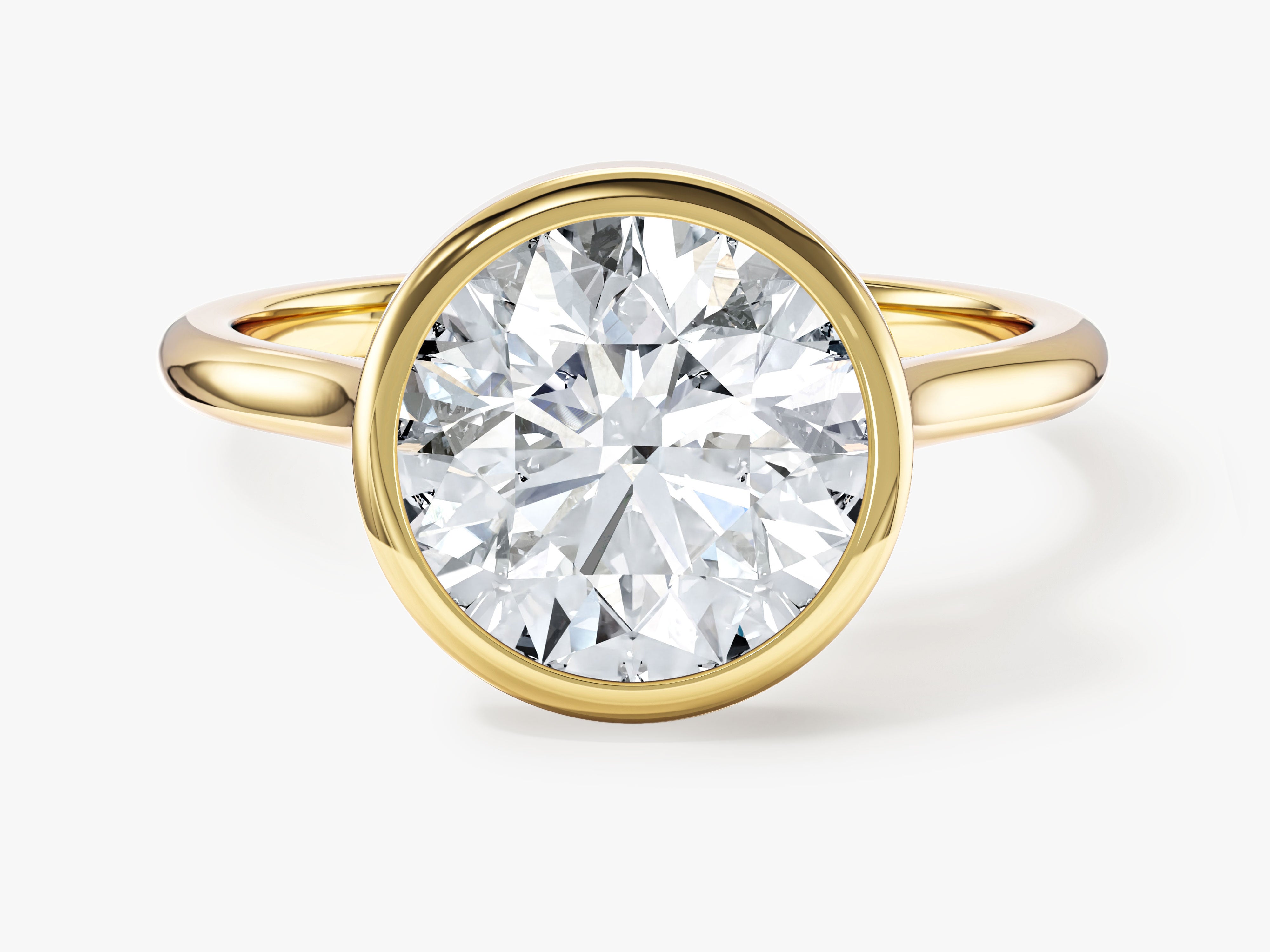 Round Bezel Solitaire Lab Grown Diamond Engagement Ring (3.00 CT)