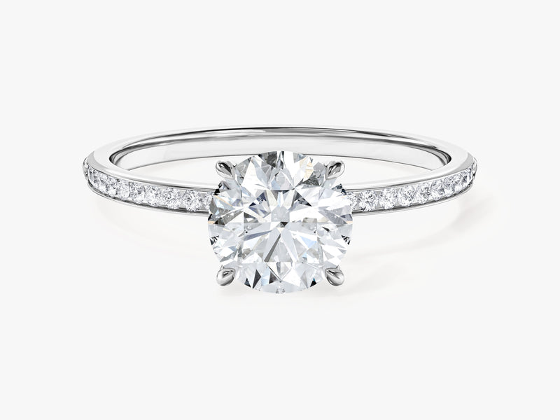 Round Cut Moissanite Engagement Ring with Channel Set Sidestones (1.00 CT)