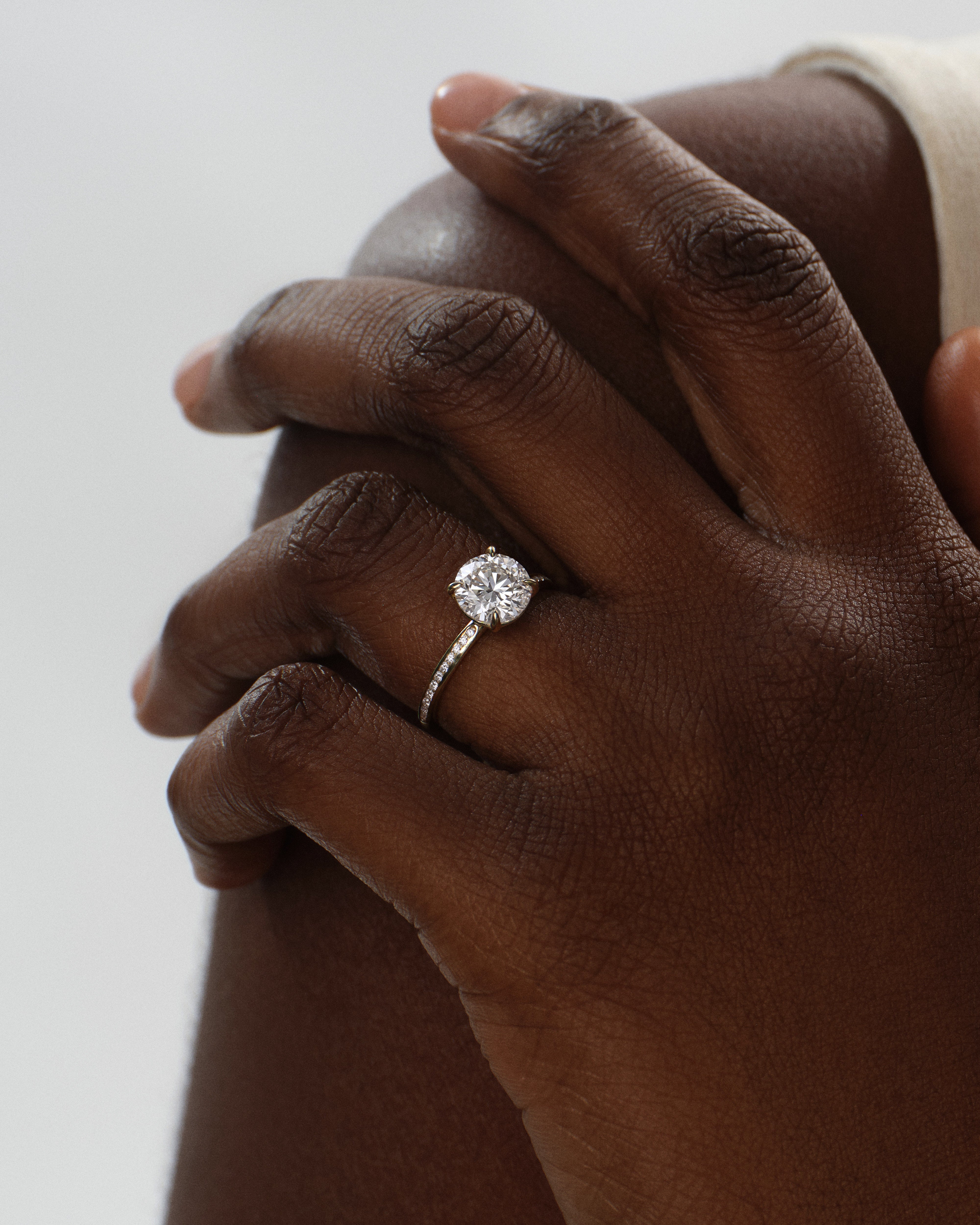 Round Cut Lab Grown Diamond Engagement Ring with Channel Set Sidestones (1.00 CT)