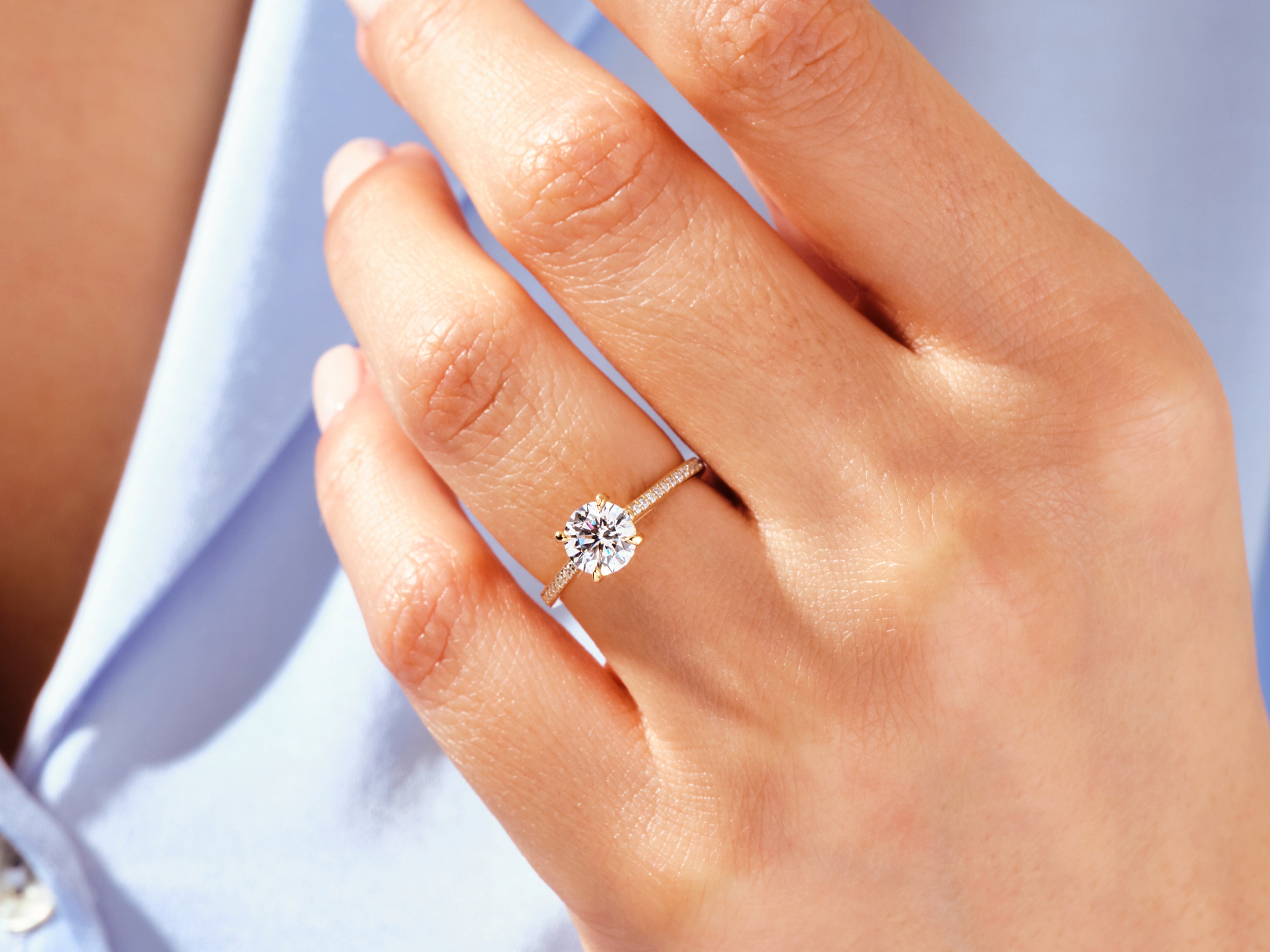Diamond engagement ring on a woman's hand