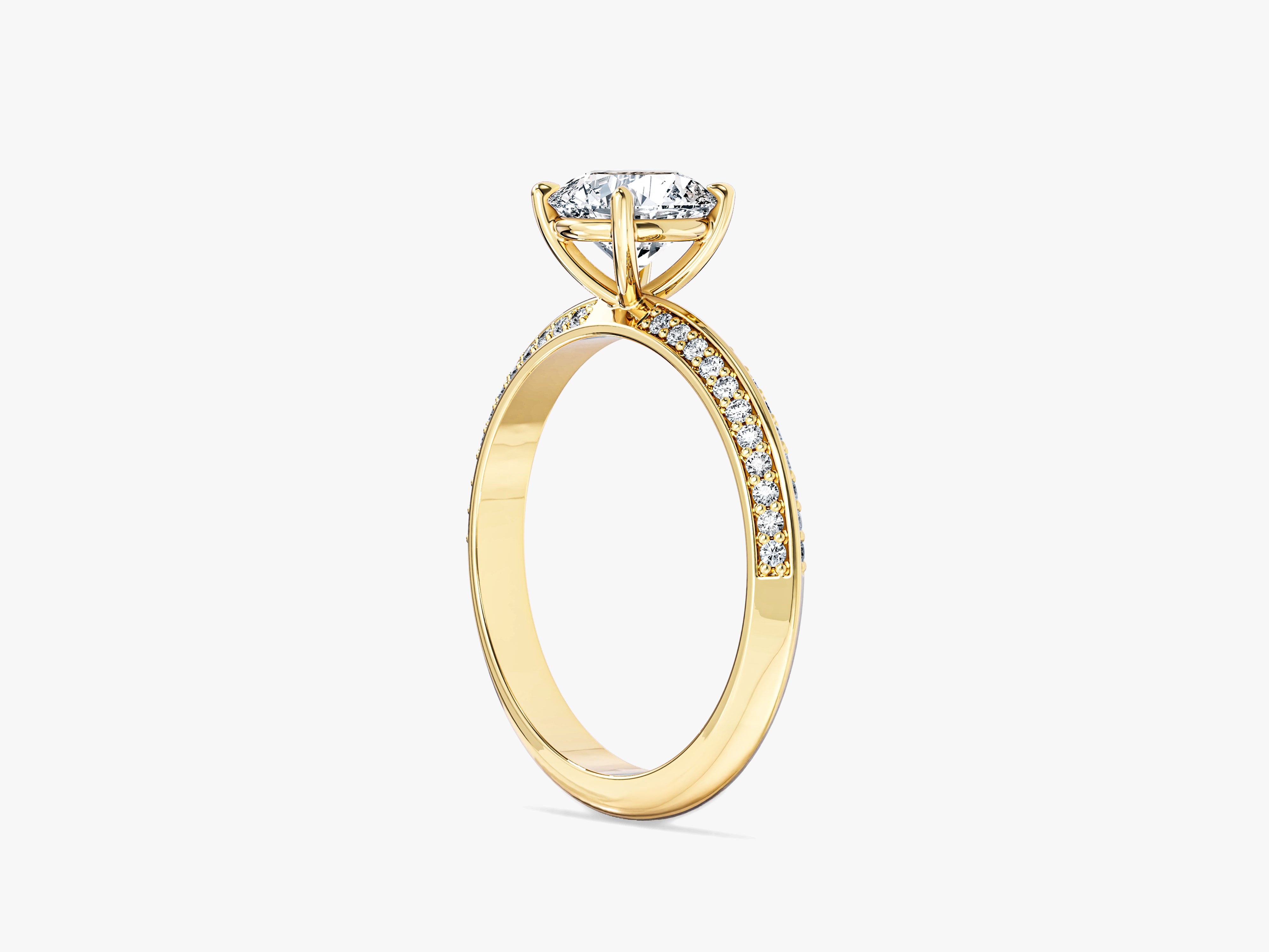 Pave Set Milgrain Knife Edge Lab Grown Diamond Engagement Ring (1.00 CT)
