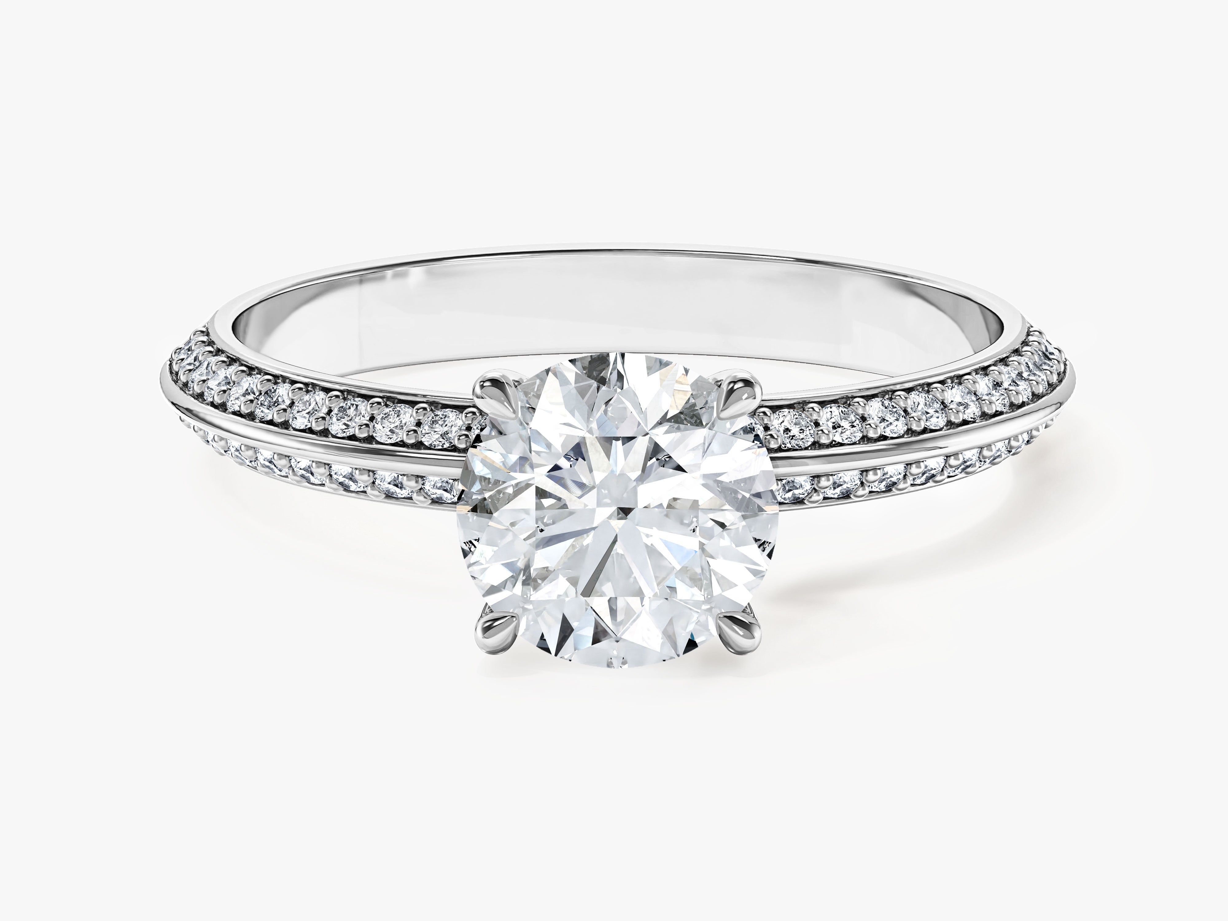 Pave Set Milgrain Knife Edge Moissanite Engagement Ring (1.00 CT)