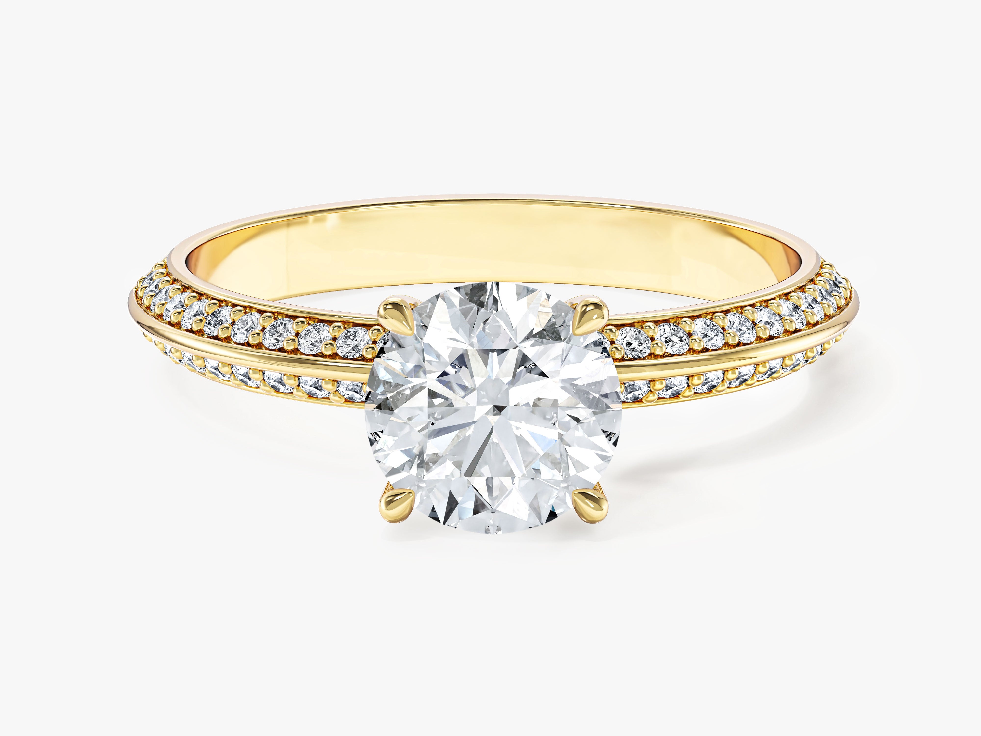 Pave Set Milgrain Knife Edge Lab Grown Diamond Engagement Ring (1.00 CT)