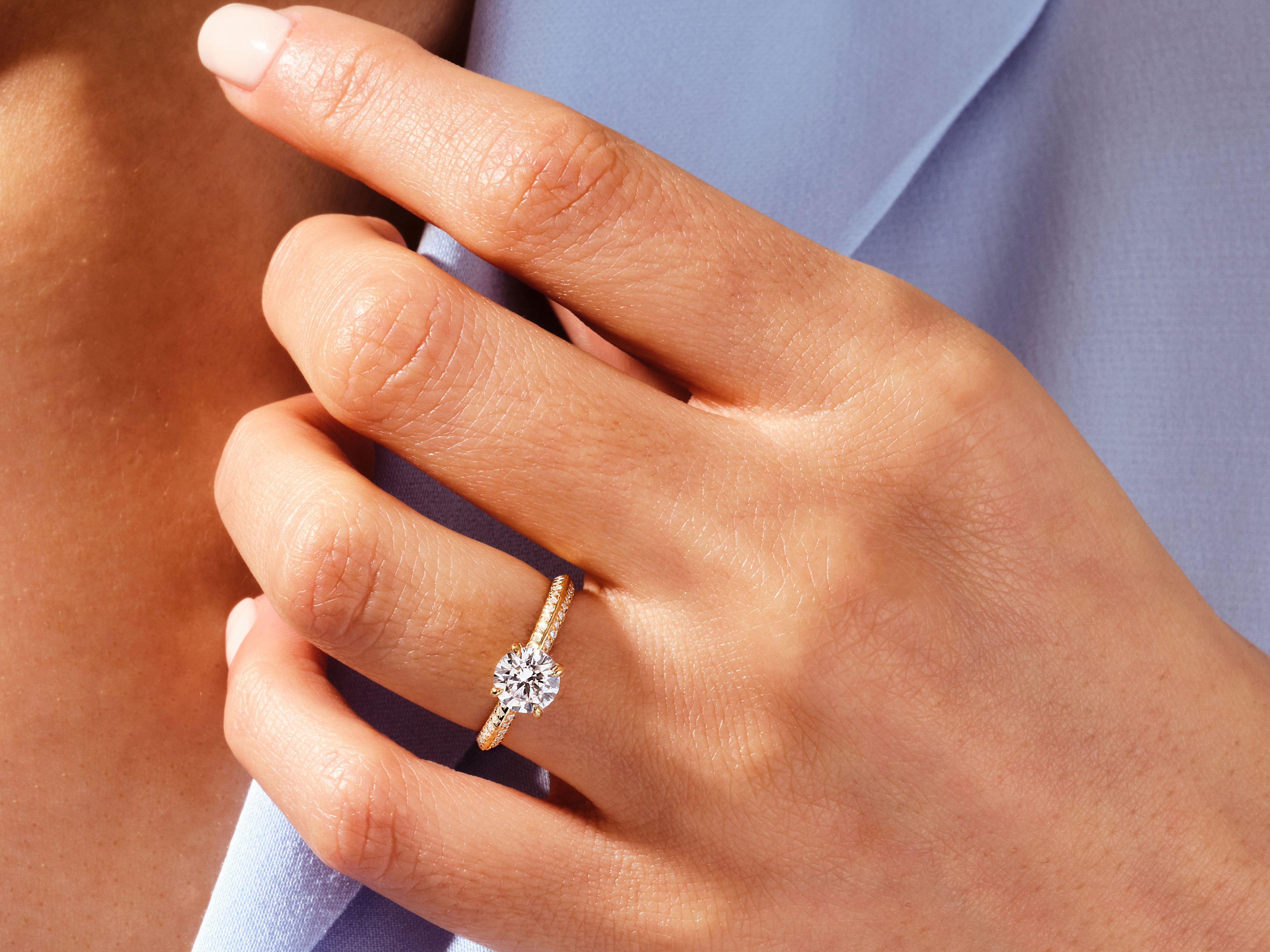 Diamond engagement ring on a woman's hand
