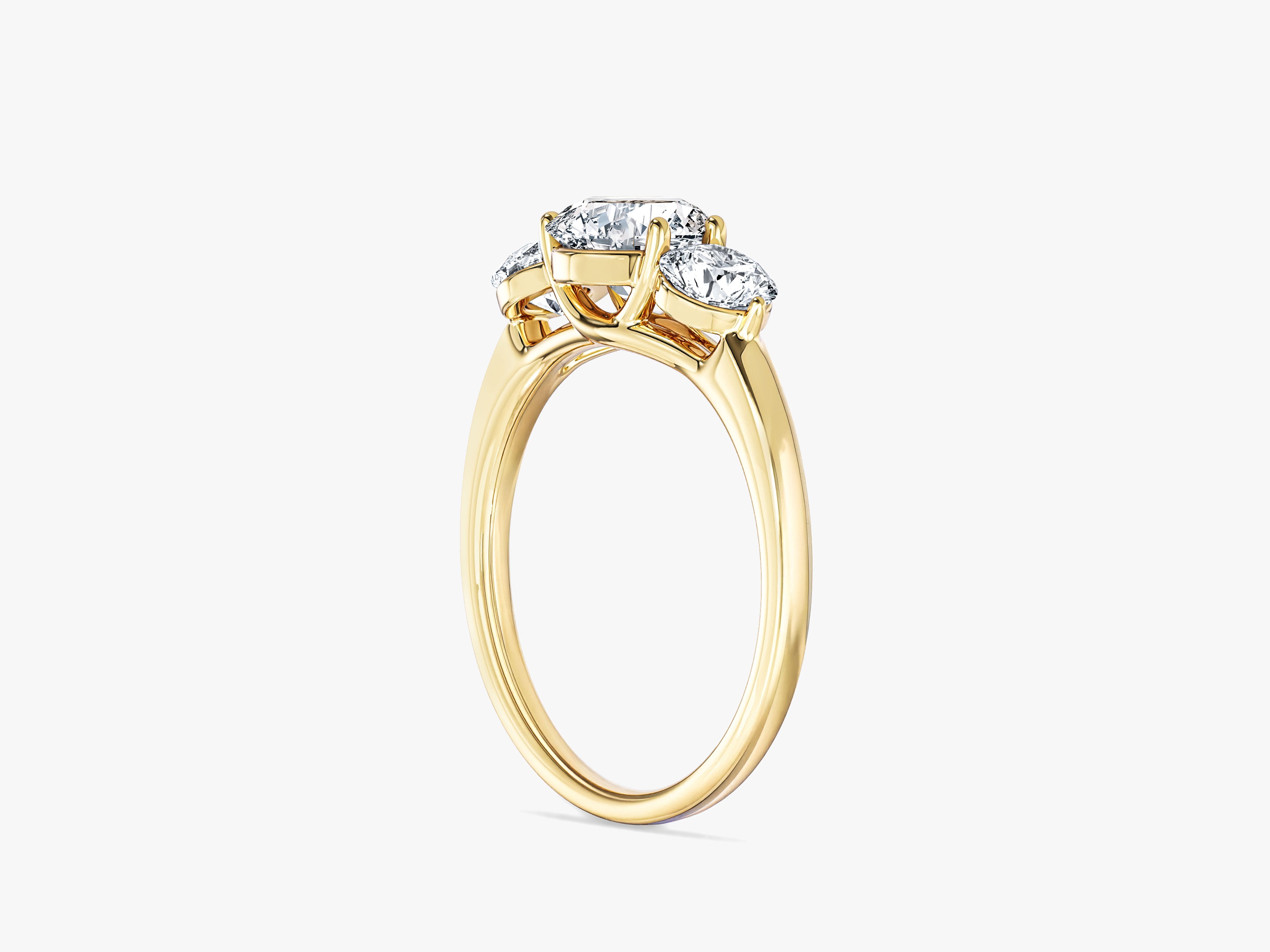 Round Cut Three Stone Moissanite Engagement Ring (1.75 CT)
