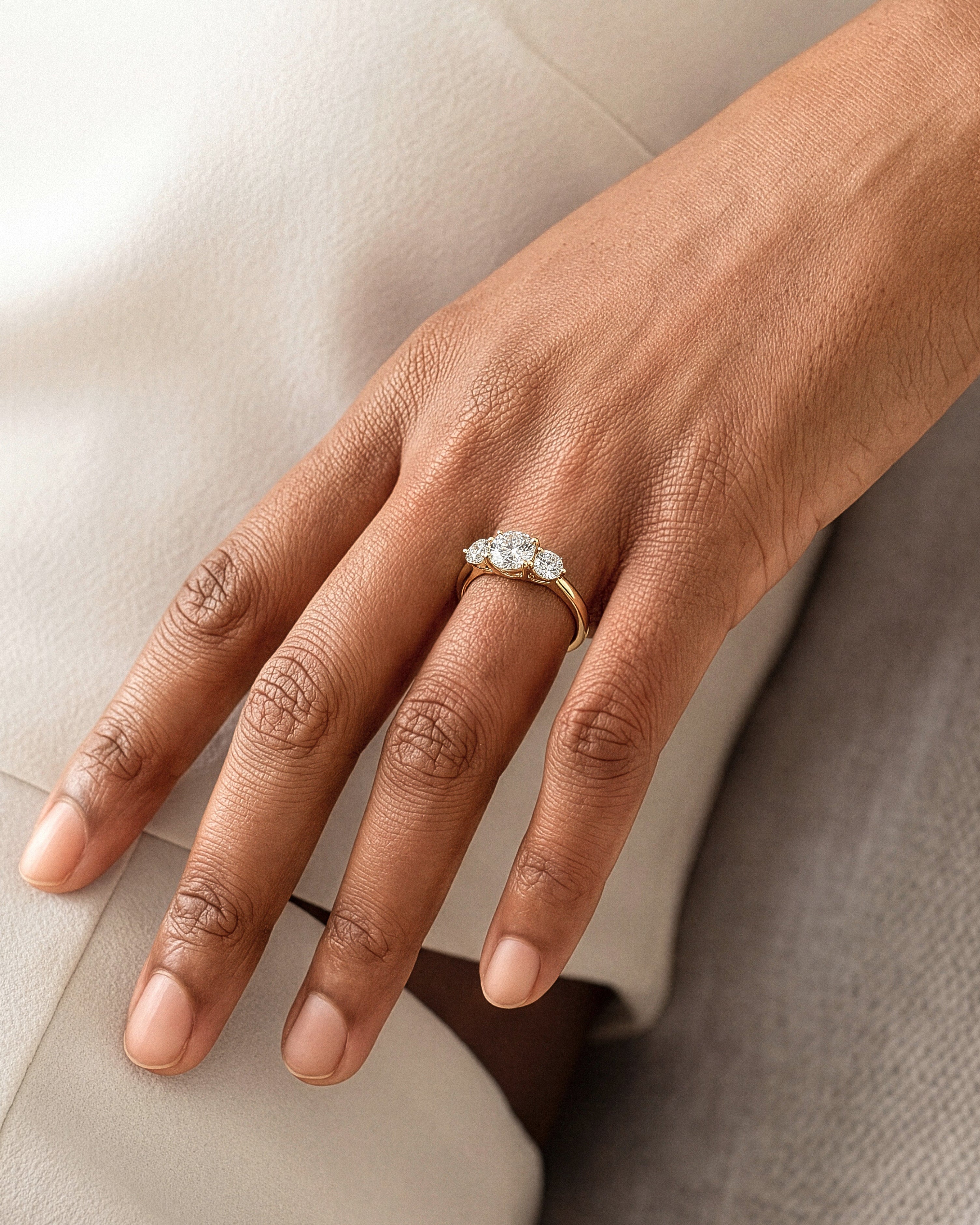 Round Cut Three Stone Moissanite Engagement Ring (1.75 CT)