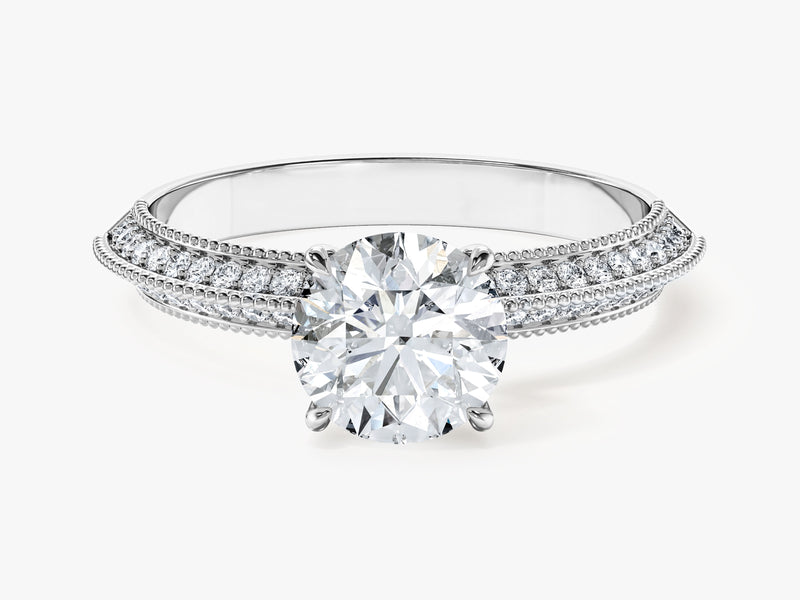 Pave Set Knife Edge Moissanite Engagement Ring (1.00 CT)