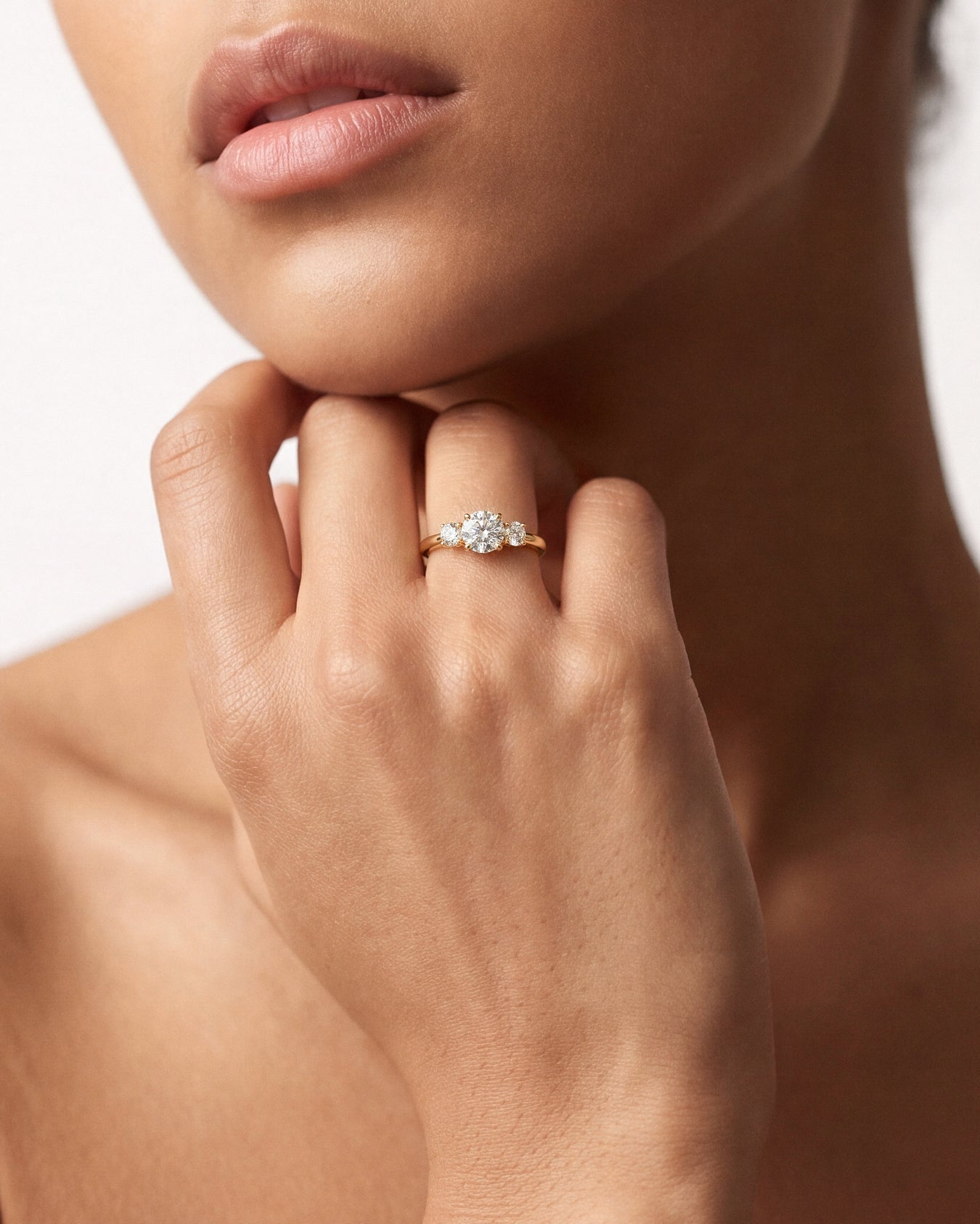 Classic Basket Set Three Stone Round Lab Grown Diamond Engagement Ring (1.50 CT TW)