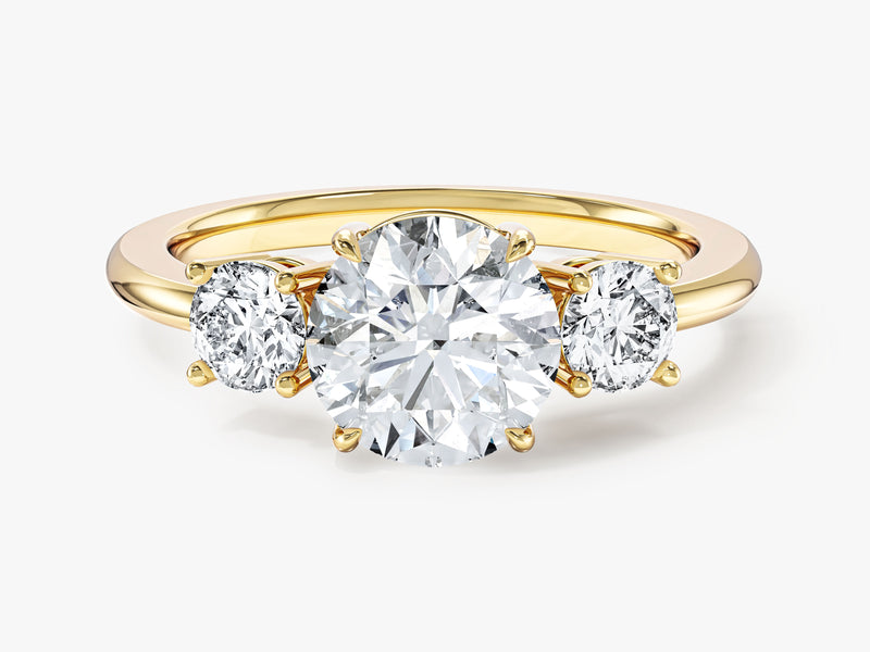 Classic Basket Set Three Stone Round Lab Grown Diamond Engagement Ring (1.50 CT TW)