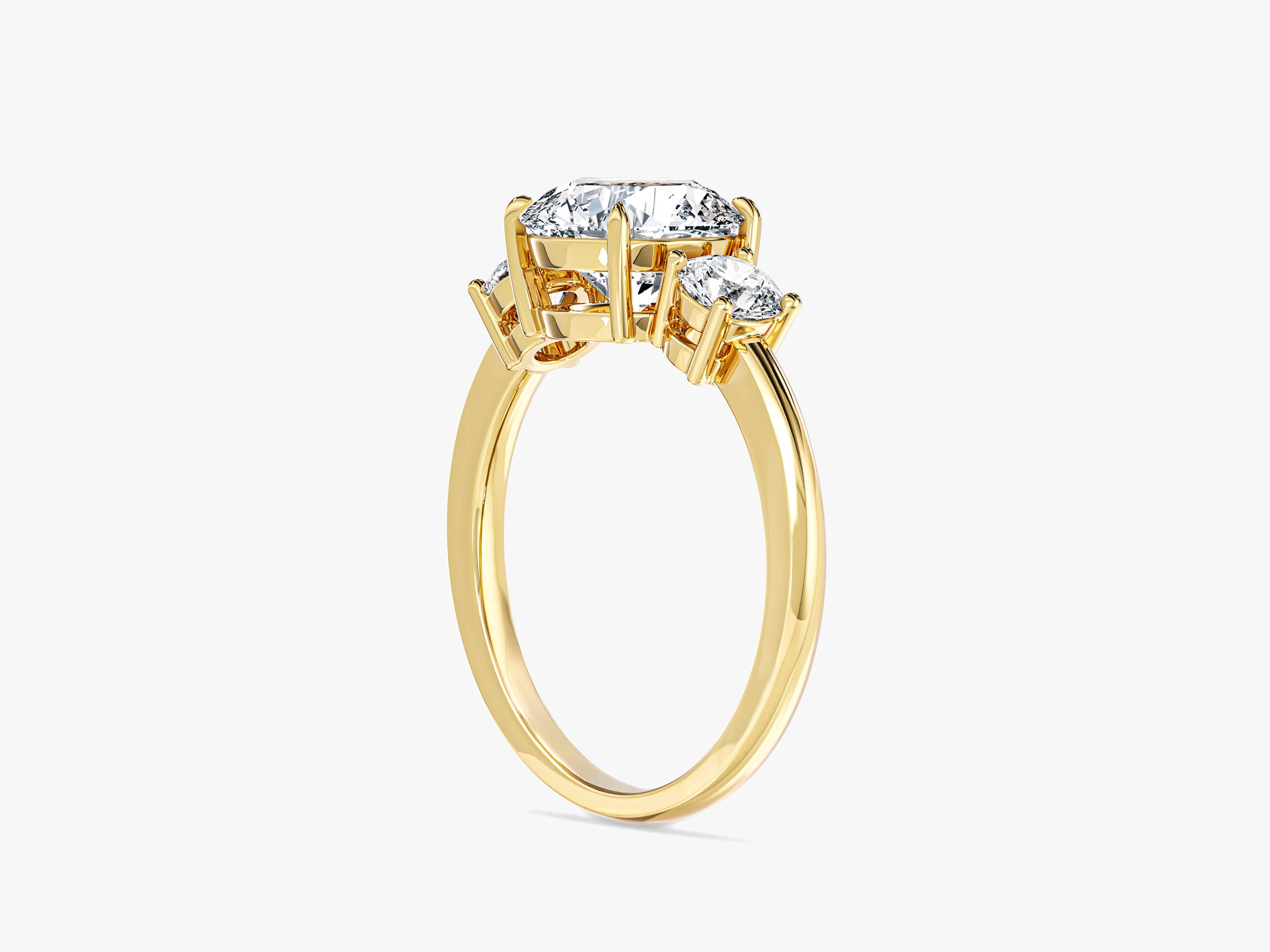 Classic Basket Set Three Stone Round Moissanite Engagement Ring (2.00 CT TW)