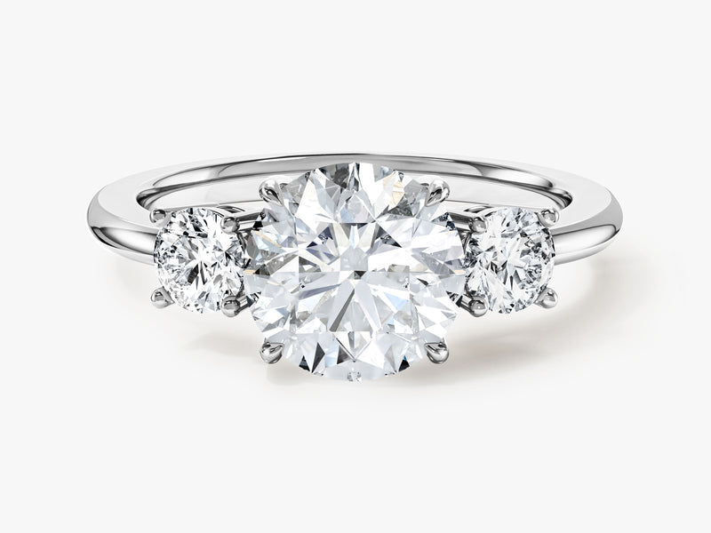 Classic Basket Set Three Stone Round Moissanite Engagement Ring (2.00 CT TW)