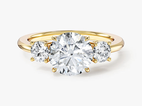 Classic Basket Set Three Stone Round Moissanite Engagement Ring (2.50 CT TW)