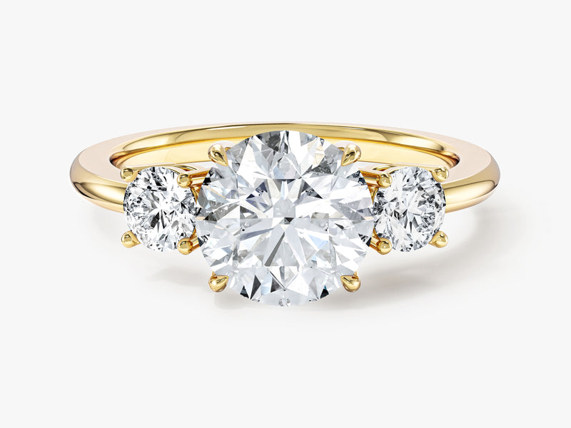 Classic Basket Set Three Stone Round Lab Grown Diamond Engagement Ring (2.50 CT TW)