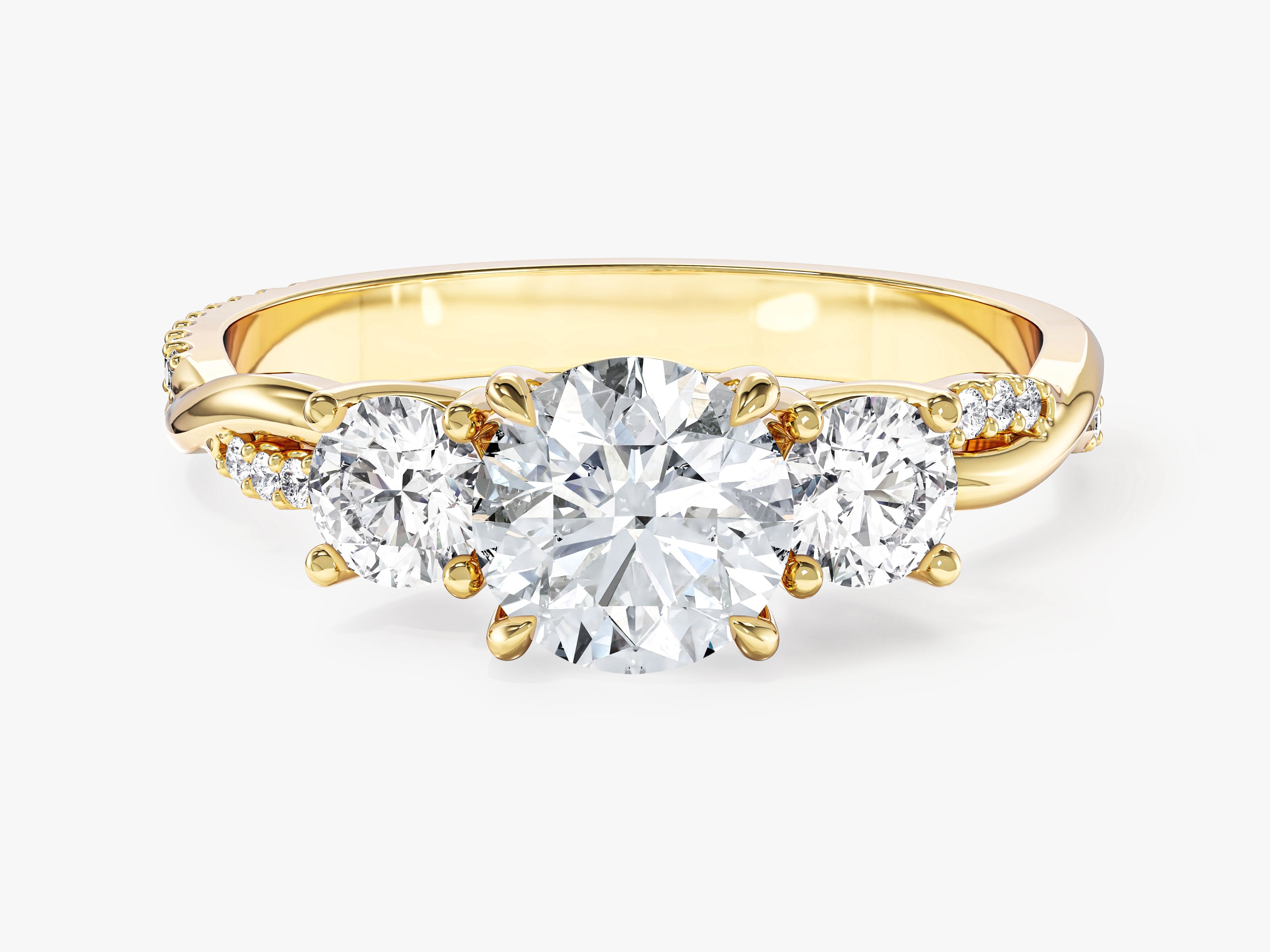 Petite Twisted Vine Three Stone Round Lab Grown Diamond Engagement Ring (1.50 CT TW)