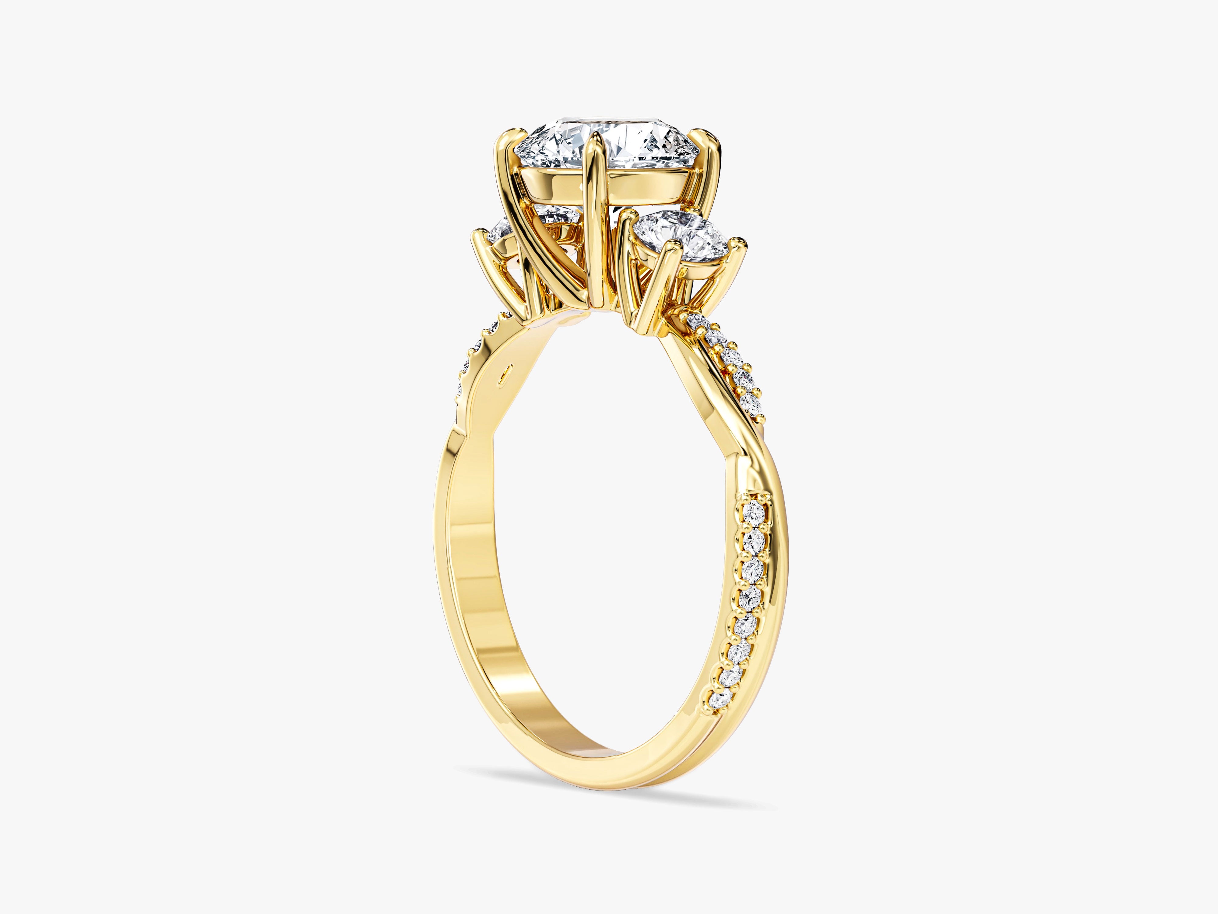 Petite Twisted Vine Three Stone Round Lab Grown Diamond Engagement Ring (2.00 CT TW)