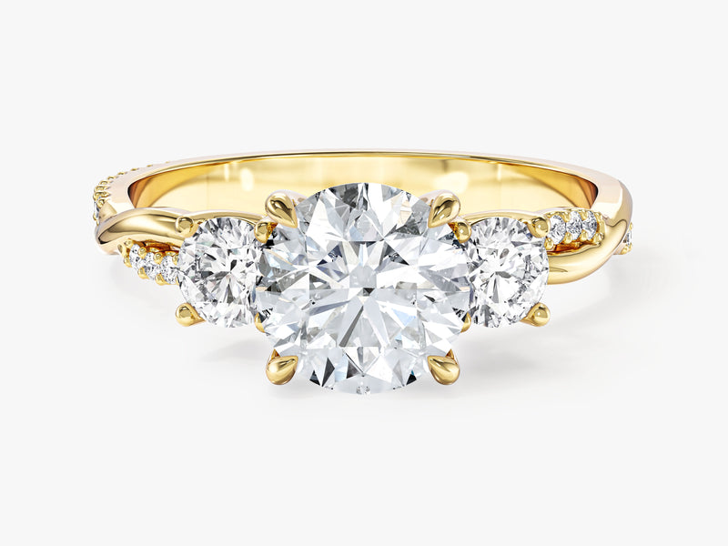 Petite Twisted Vine Three Stone Round Lab Grown Diamond Engagement Ring (2.00 CT TW)