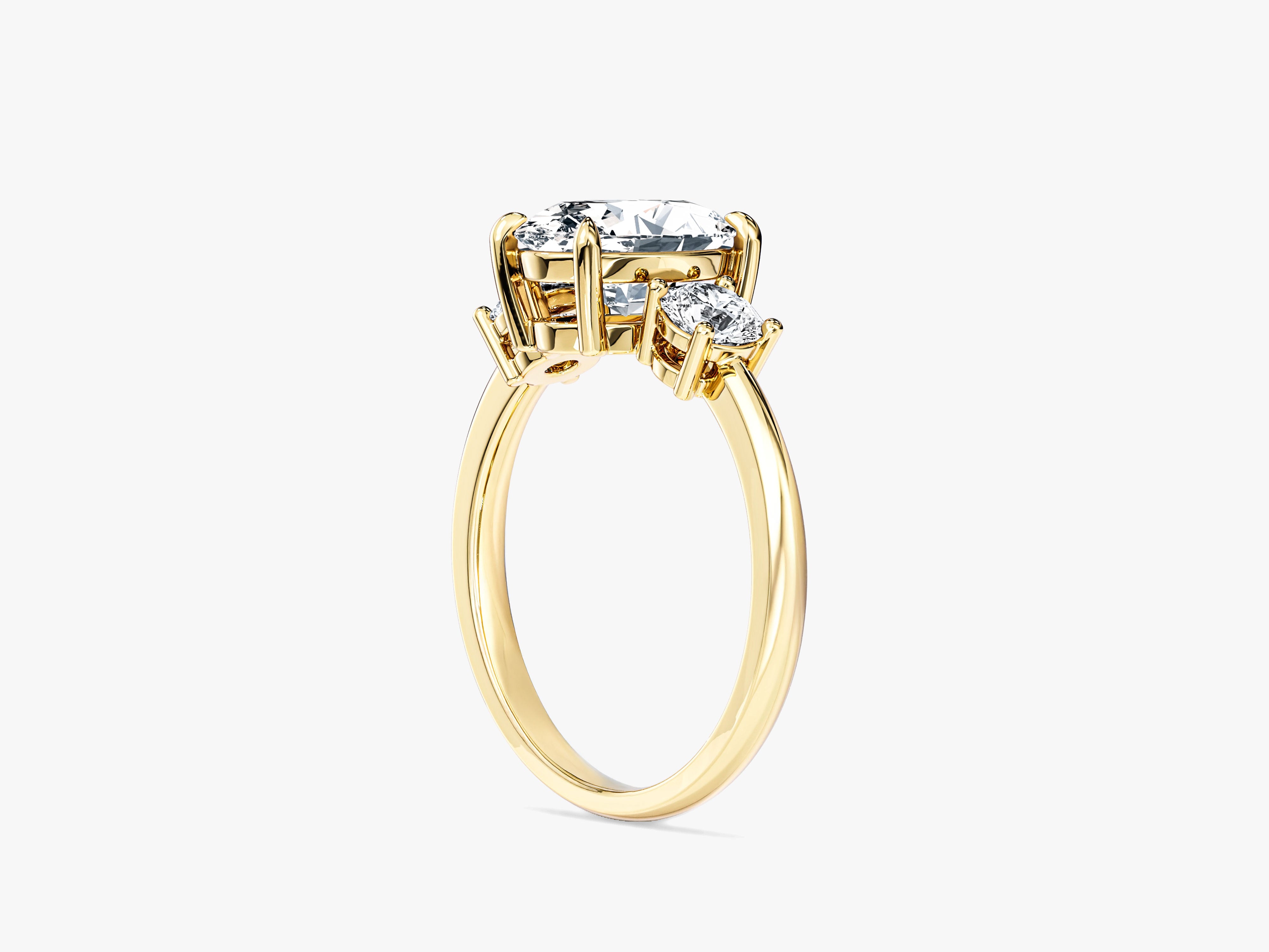 Classic Basket Set Three Stone Oval Lab Grown Diamond Engagement Ring (2.00 CT TW)