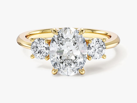 Classic Basket Set Three Stone Oval Moissanite Engagement Ring (2.00 CT TW)