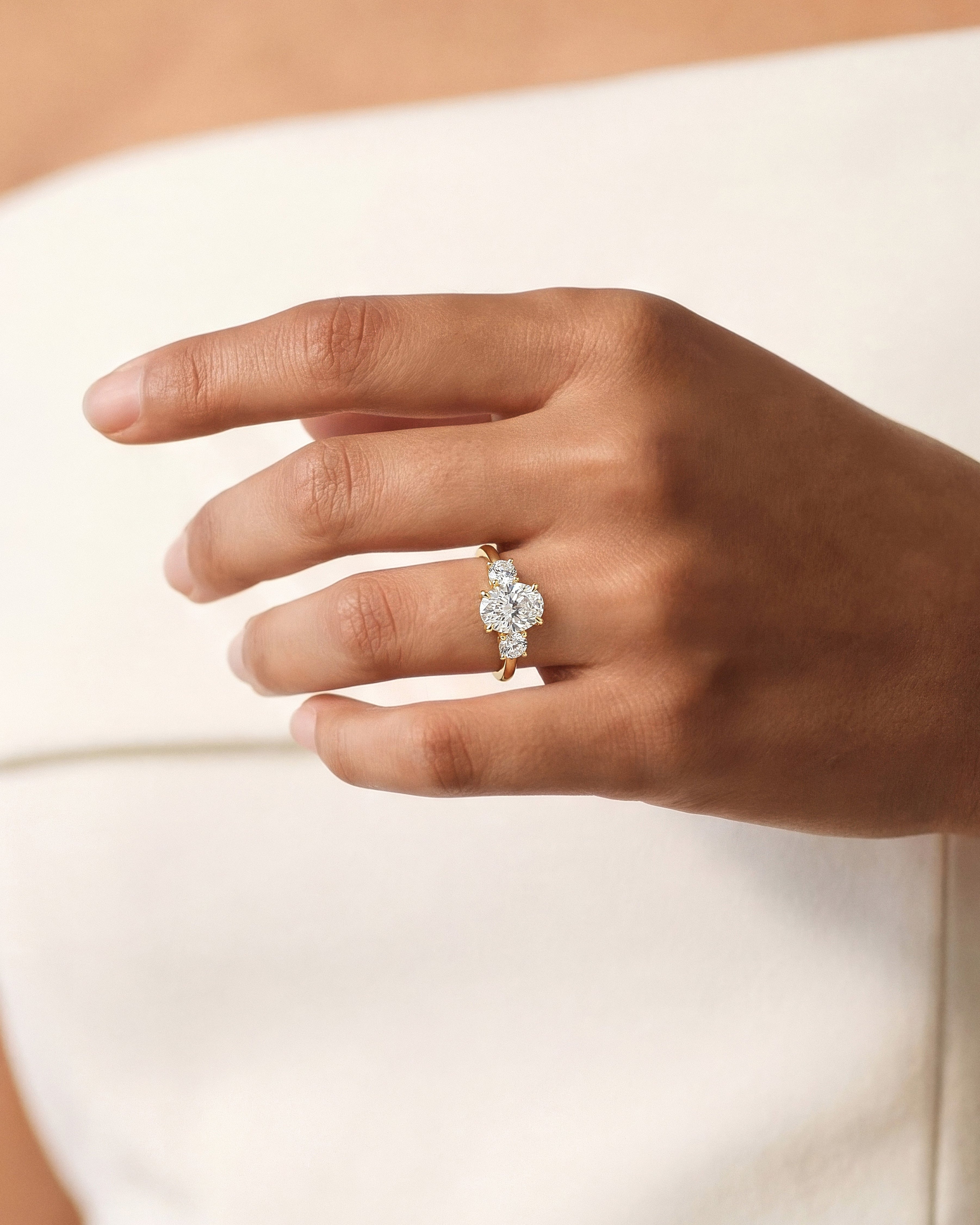 Classic Basket Set Three Stone Oval Moissanite Engagement Ring (2.50 CT TW)
