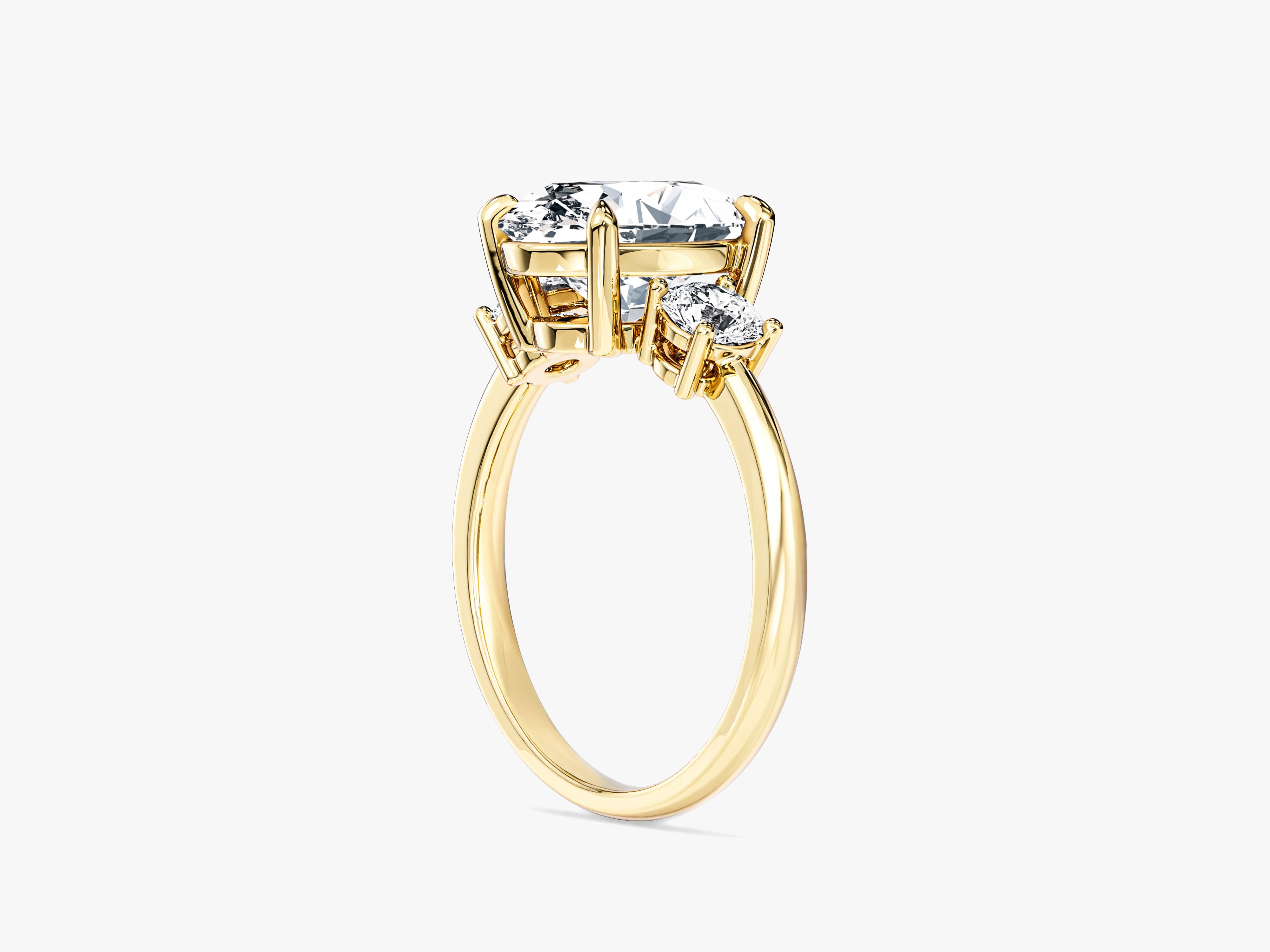 Classic Basket Set Three Stone Oval Moissanite Engagement Ring (2.50 CT TW)