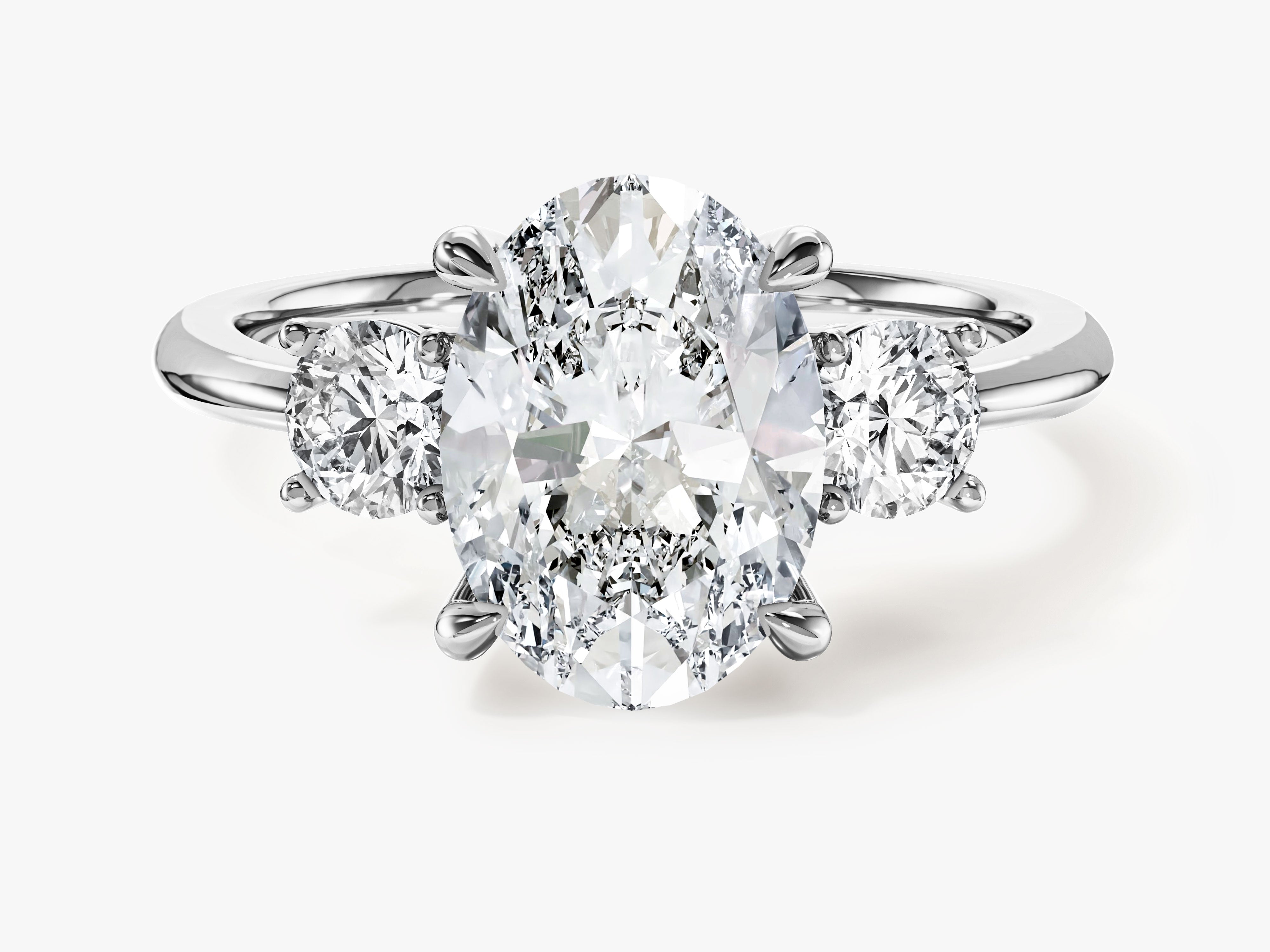 Classic Basket Set Three Stone Oval Moissanite Engagement Ring (2.50 CT TW)