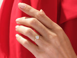 Elegant princess cut diamond ring on a hand, jewelry
