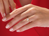 Elegant princess cut diamond ring on a woman's hand
