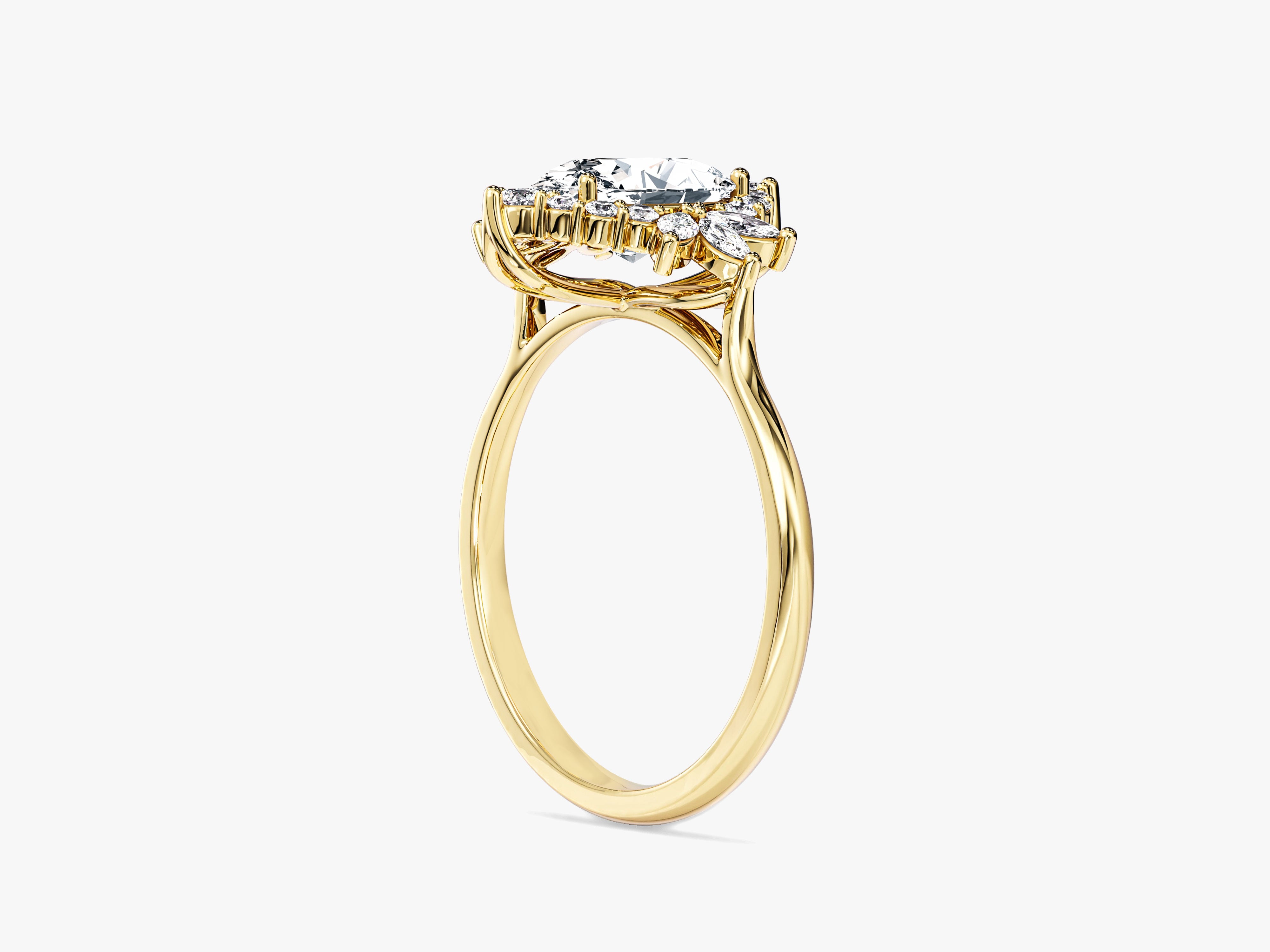 Vintage Halo Oval Lab Grown Diamond Engagement Ring (1.50 CT)