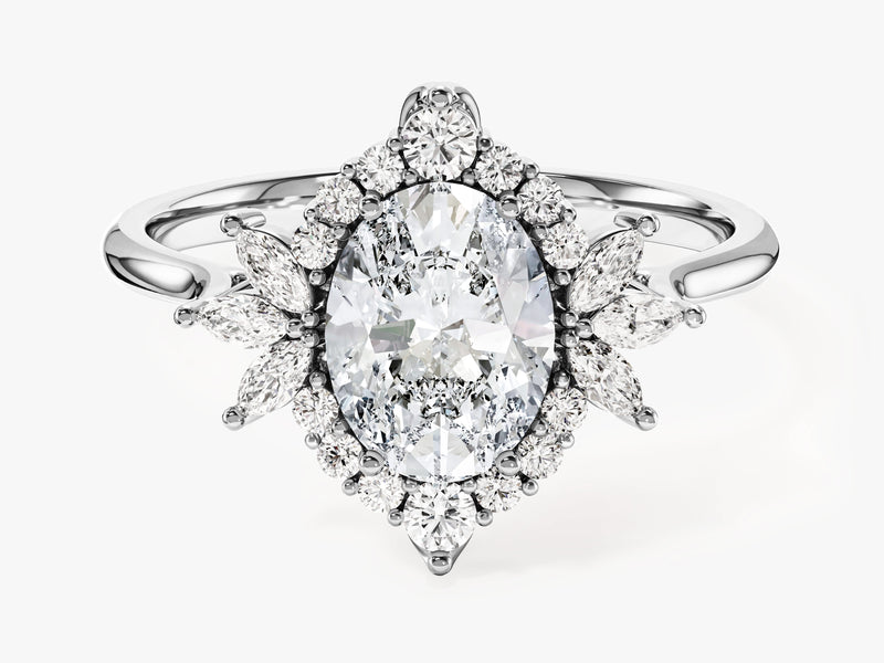 Vintage Halo Oval Moissanite Engagement Ring (1.50 CT)
