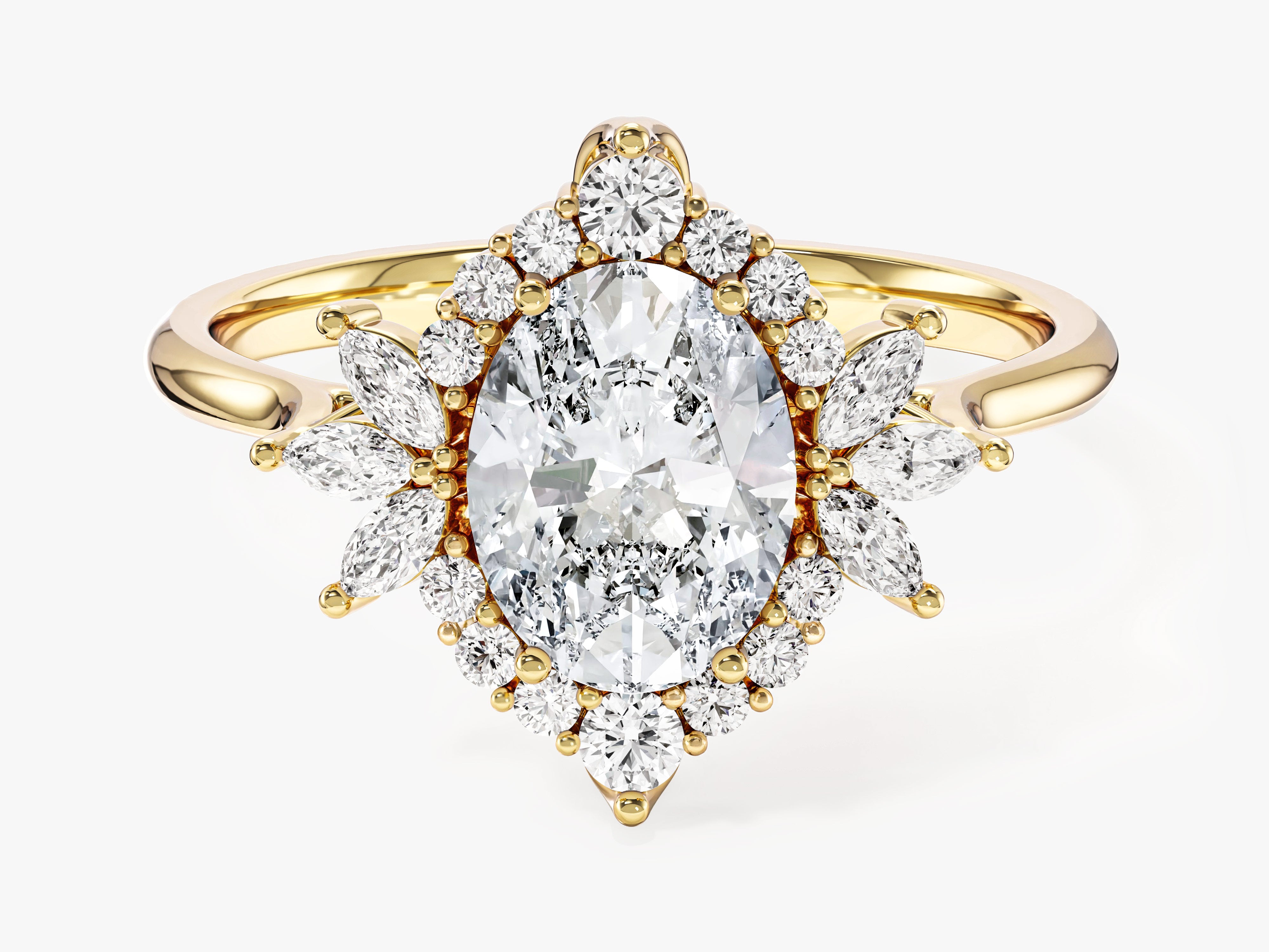 Vintage Halo Oval Lab Grown Diamond Engagement Ring (1.50 CT)