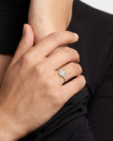 Round and Marquise Cluster Emerald Moissanite Engagement Ring (1.00 CT)