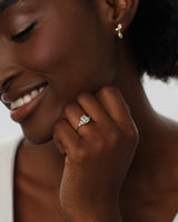 Round and Marquise Cluster Emerald Moissanite Engagement Ring (1.50 CT)