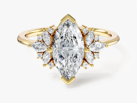 Vintage Cluster Marquise Cut Moissanite Engagement Ring (1.50 CT)