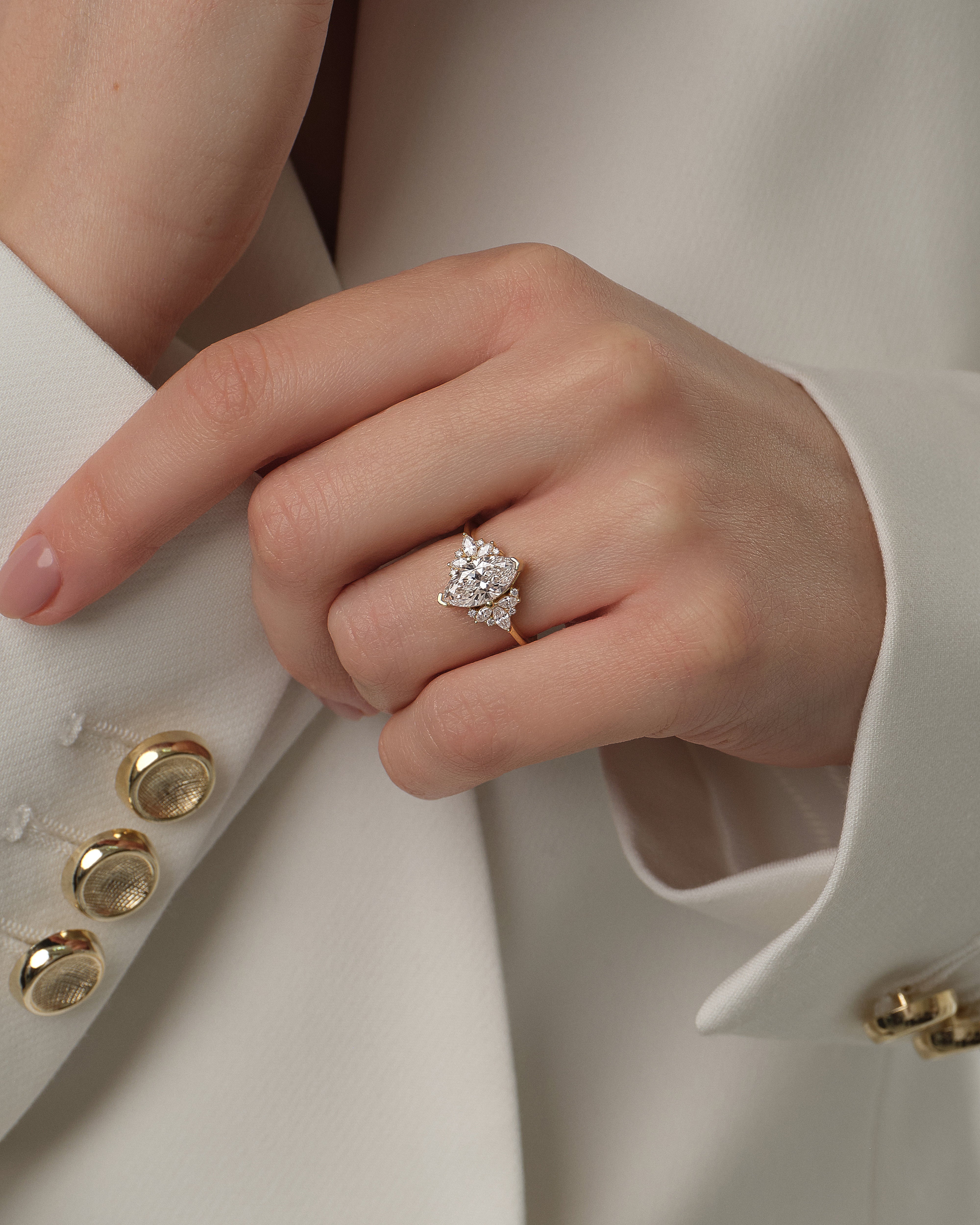 Vintage Cluster Marquise Cut Moissanite Engagement Ring (1.50 CT)