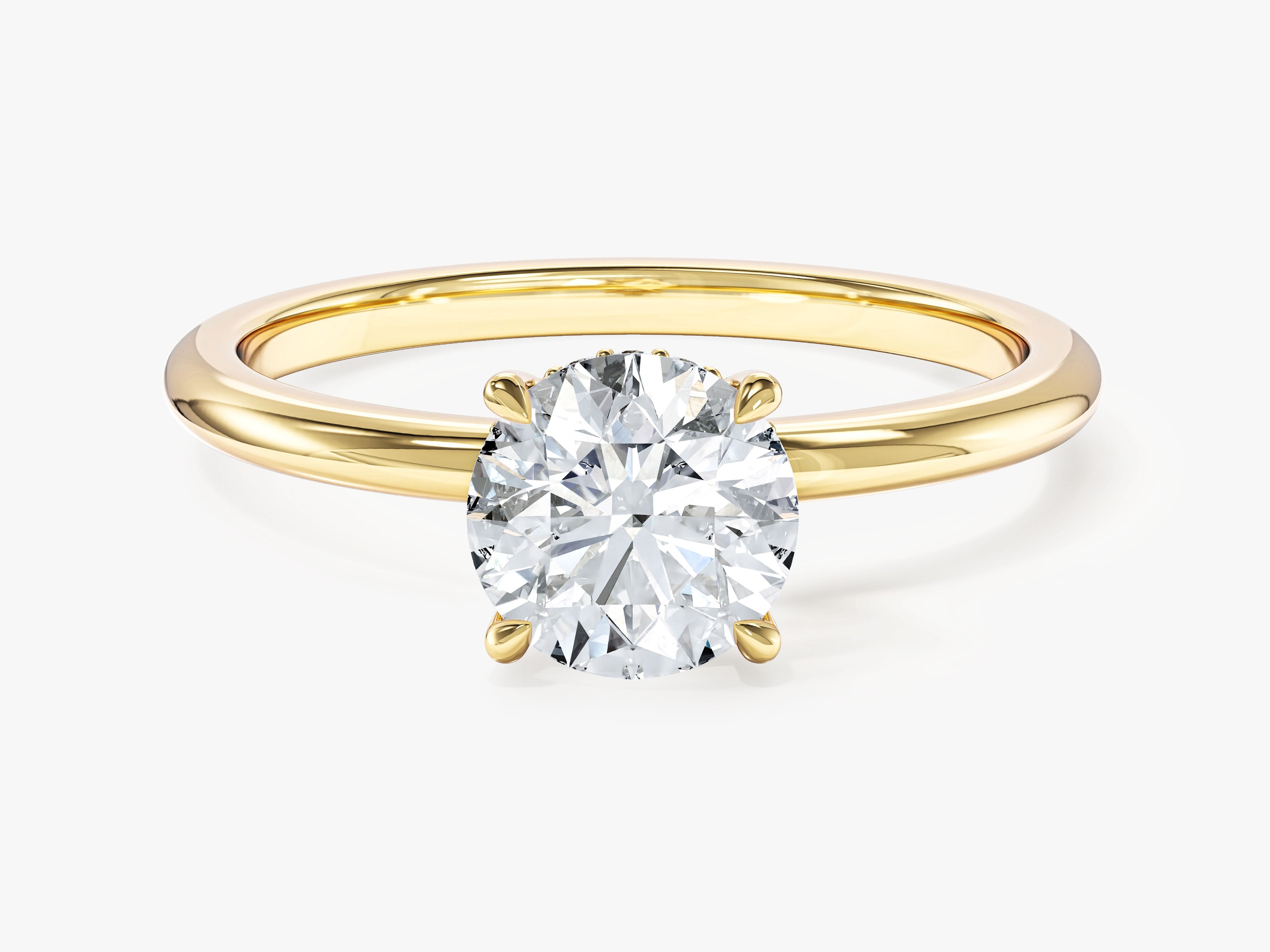 Hidden Halo Round Moissanite Engagement Ring (1.00 CT)