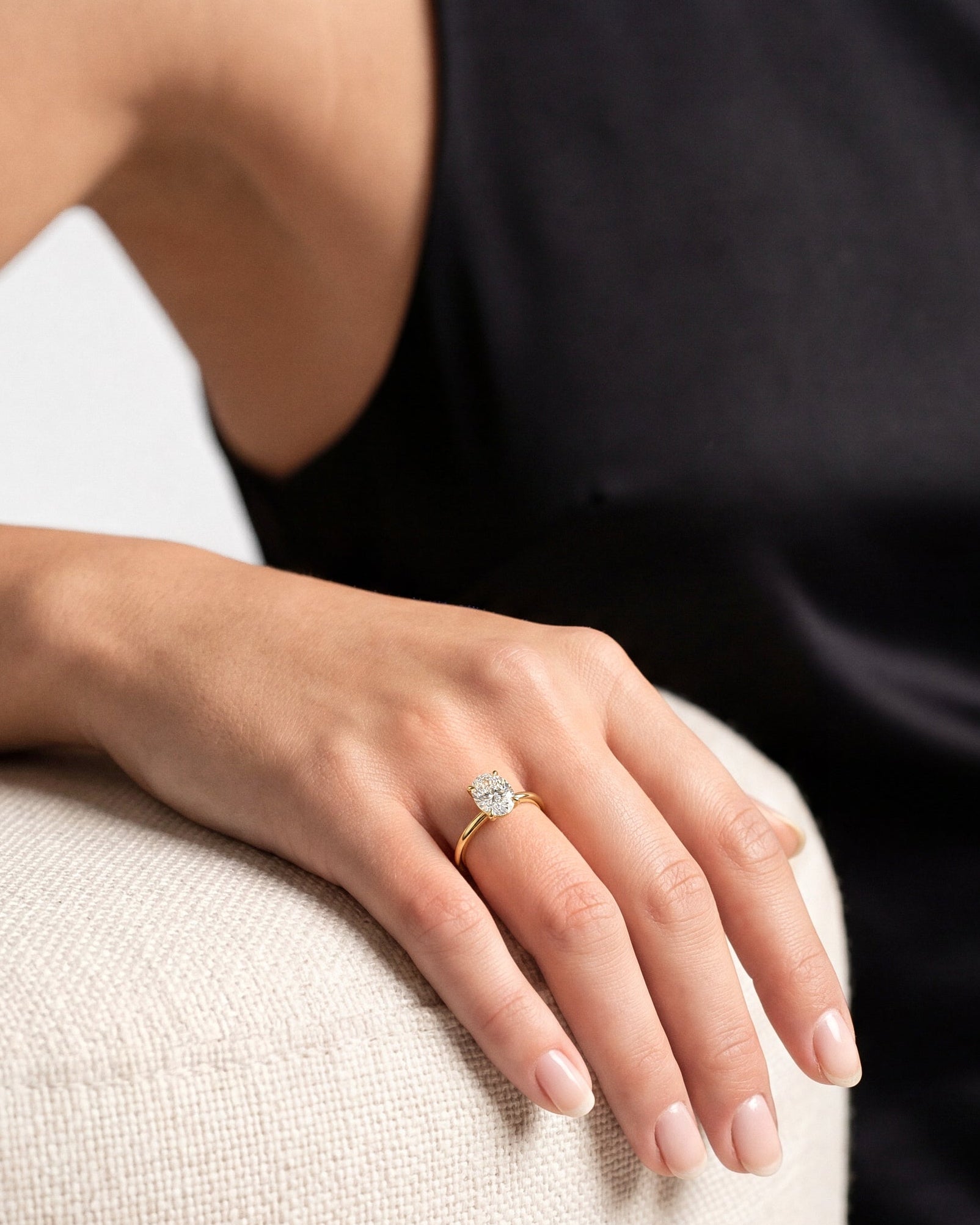 Hidden Halo Oval Moissanite Engagement Ring (2.00 CT)