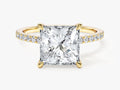 Princess Cut Moissanite Engagement Ring with Pave Set Side Stones (3.00 CT)