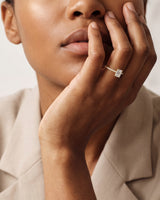 Emerald Cut Moissanite Engagement Ring with Pave Set Side Stones (1.00 CT)
