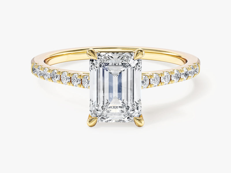 Emerald Cut Moissanite Engagement Ring with Pave Set Side Stones (1.50 CT)