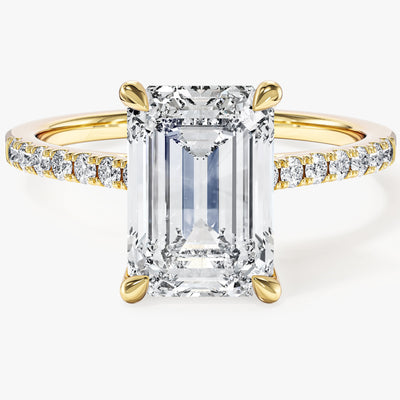 Emerald Cut Moissanite Engagement Ring with Pave Set Side Stones (3.00 CT)