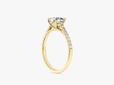 Cushion Cut Moissanite Engagement Ring with Pave Set Side Stones (1.00 CT)
