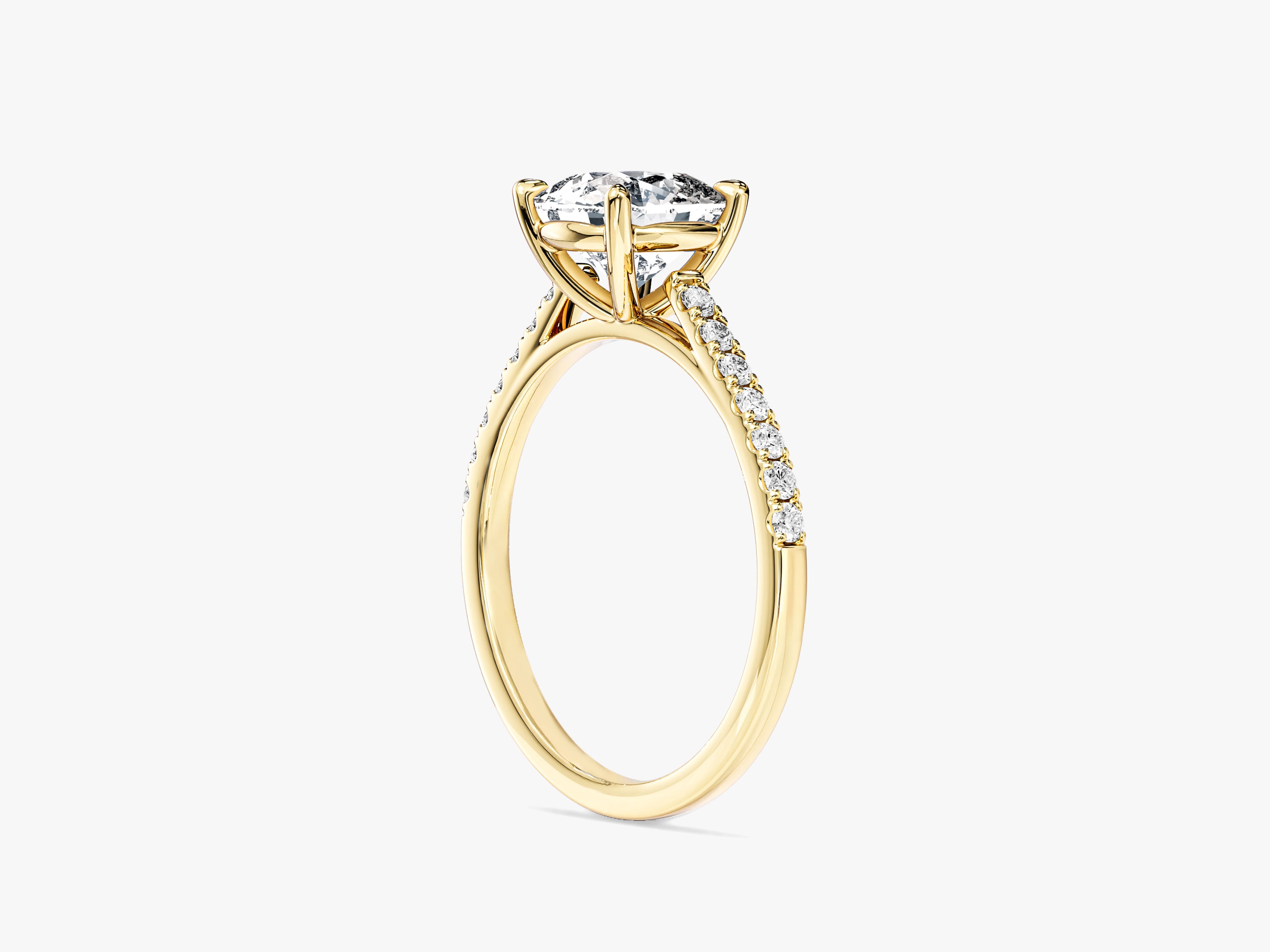Cushion Cut Moissanite Engagement Ring with Pave Set Side Stones (1.50 CT)
