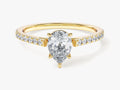 Pear Cut Lab Grown Diamond Engagement Ring with Pave Set Side Stones (1.00 CT)