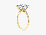 Pear Cut Moissanite Engagement Ring with Pave Set Side Stones (3.00 CT)